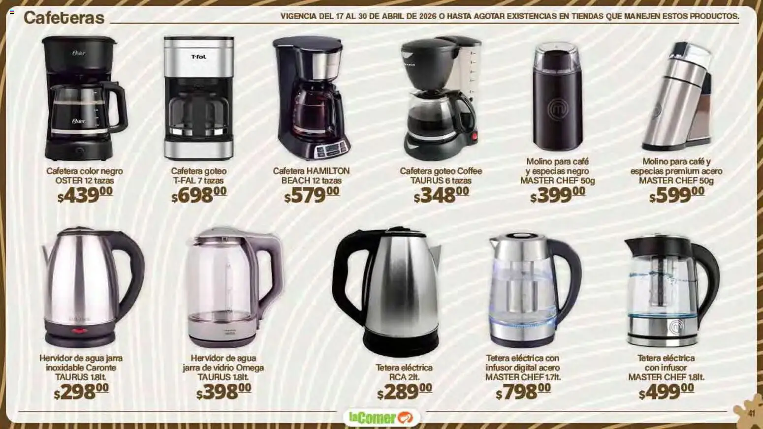Nuevas ofertas de La Comer válidas en toda la República Mexicana desde el 17.04.2026. ¡Encuentra las mejores ofertas en La Comer folleto Día del Niño! | Página: 41 | Productos: Café, Tetera, Hervidor, Jarra