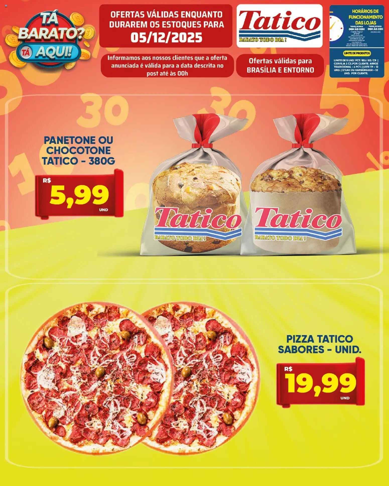 Tatico Folheto - válido de 05.12.2025 | Página: 10 | Produtos: Pizza, Arroz, Hambúrguer, Chocotone