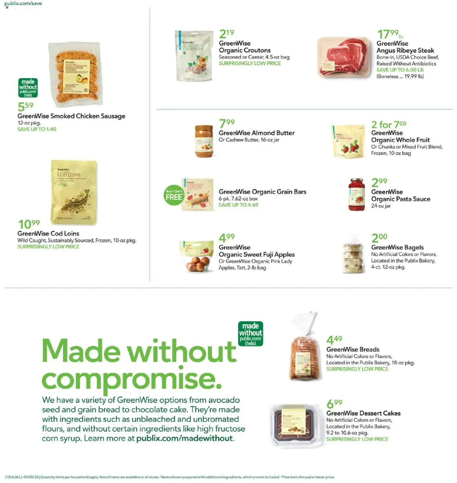 Publix Weekly Ad - valid from 04.03.2026 | Page: 10 | Products: Pasta, Avocado, Sausage, Bag