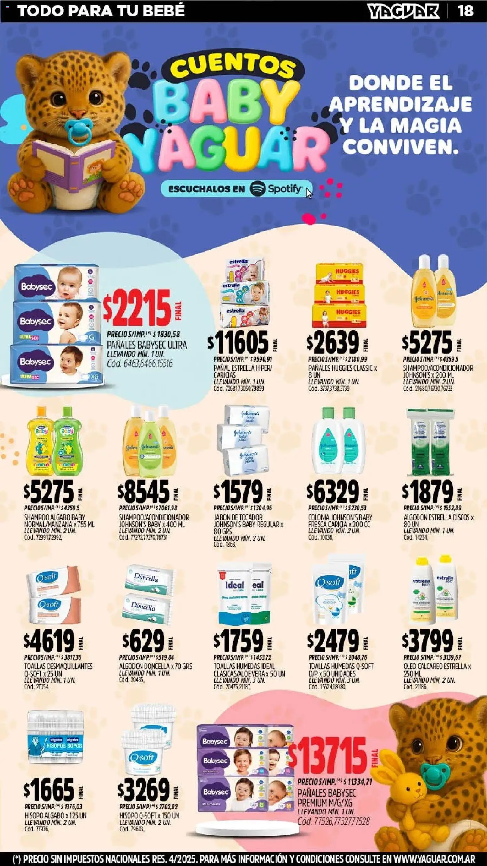 Yaguar - Oferta Semanal Jujuy │ válido desde el 13.04.2026 | Página: 18 | Productos: Toallas, Shampoo, Jabón, Pañales