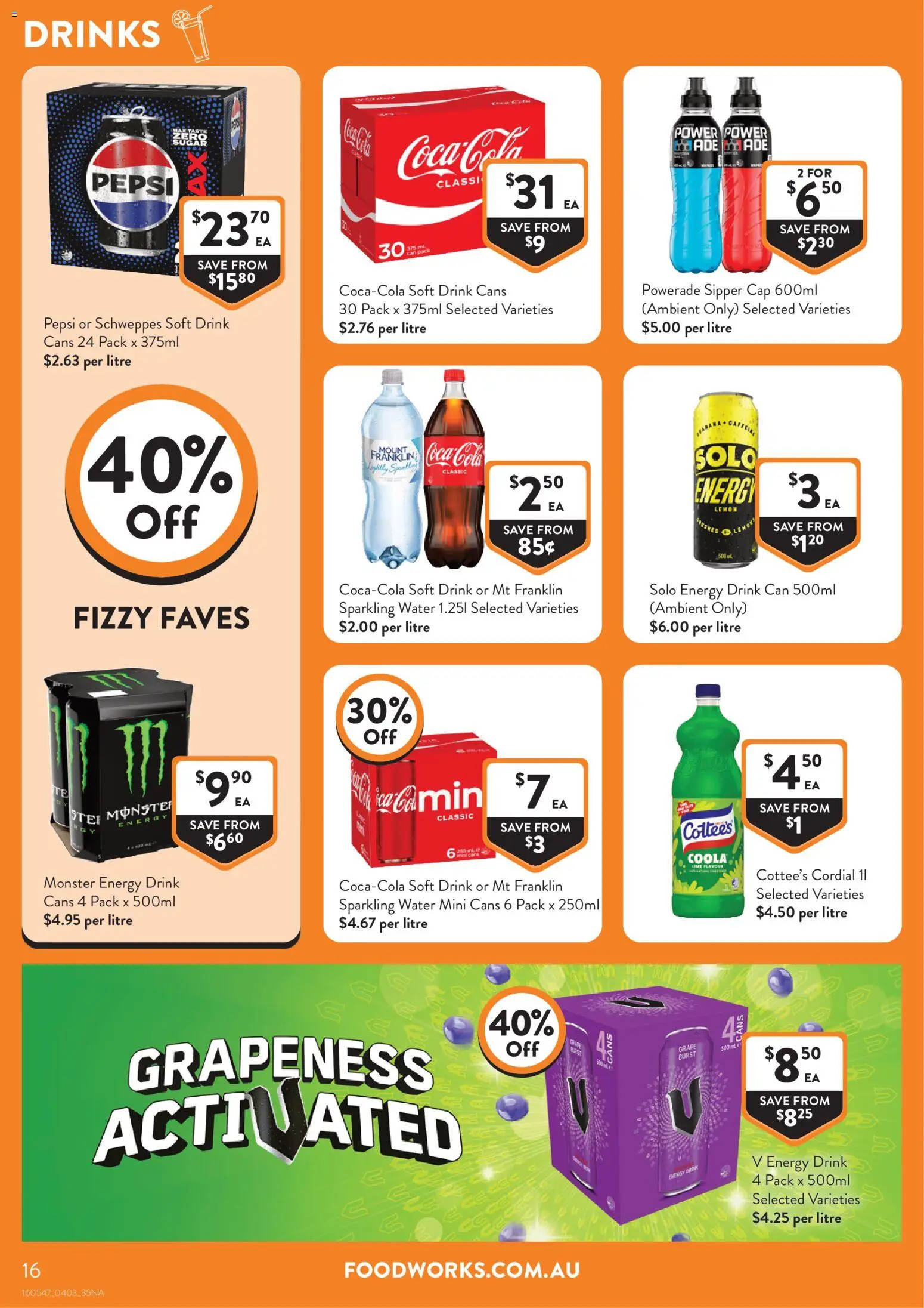 Foodworks catalogue - valid from 04.03.2026 | Page: 16 | Products: Energy drink, Lemon, Lime, Cap