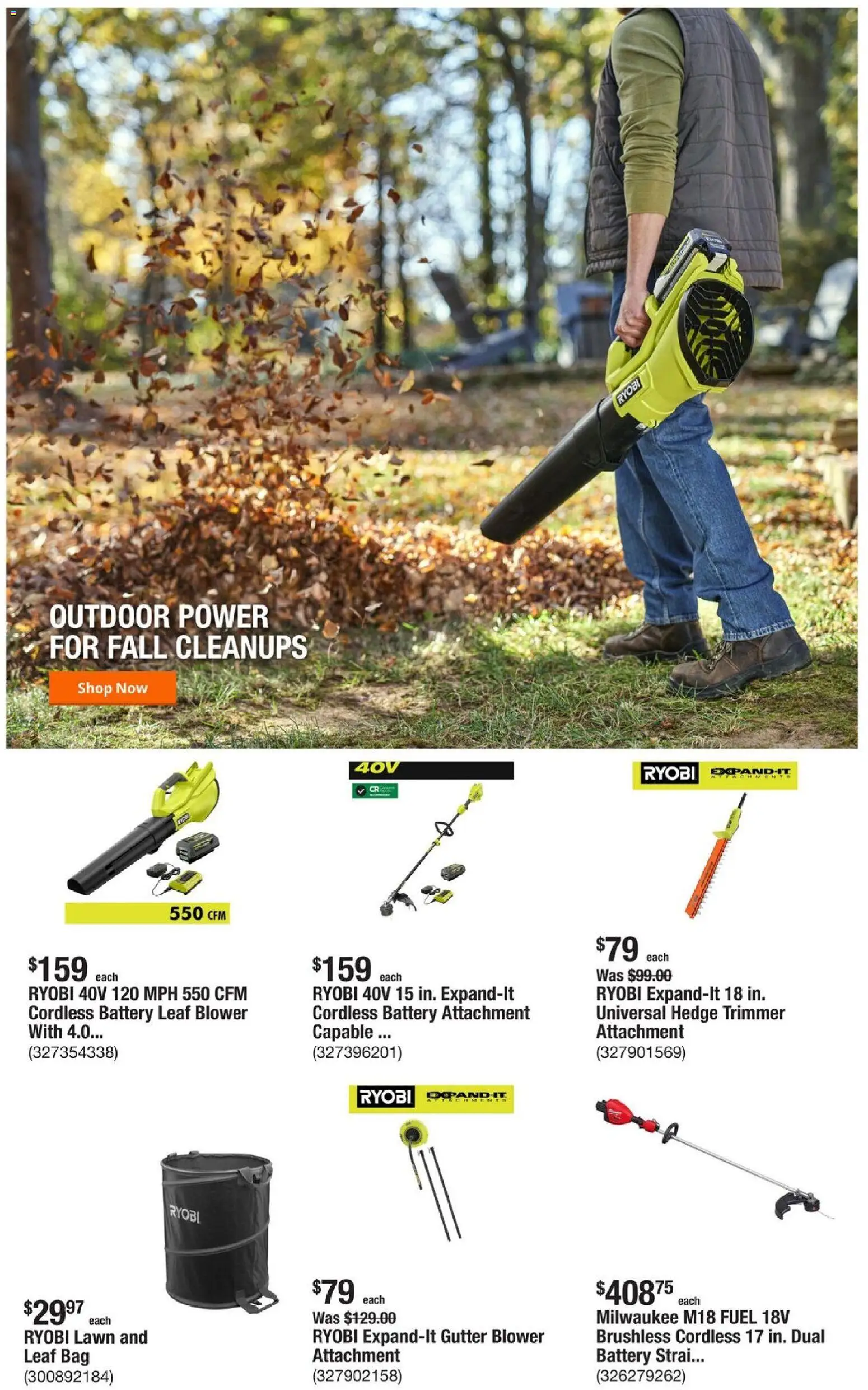 Home Depot Weekly Ad - FL - valid from 23.10.2025 | Page: 7 | Products: Battery, Bag, Blower, Leaf Blower