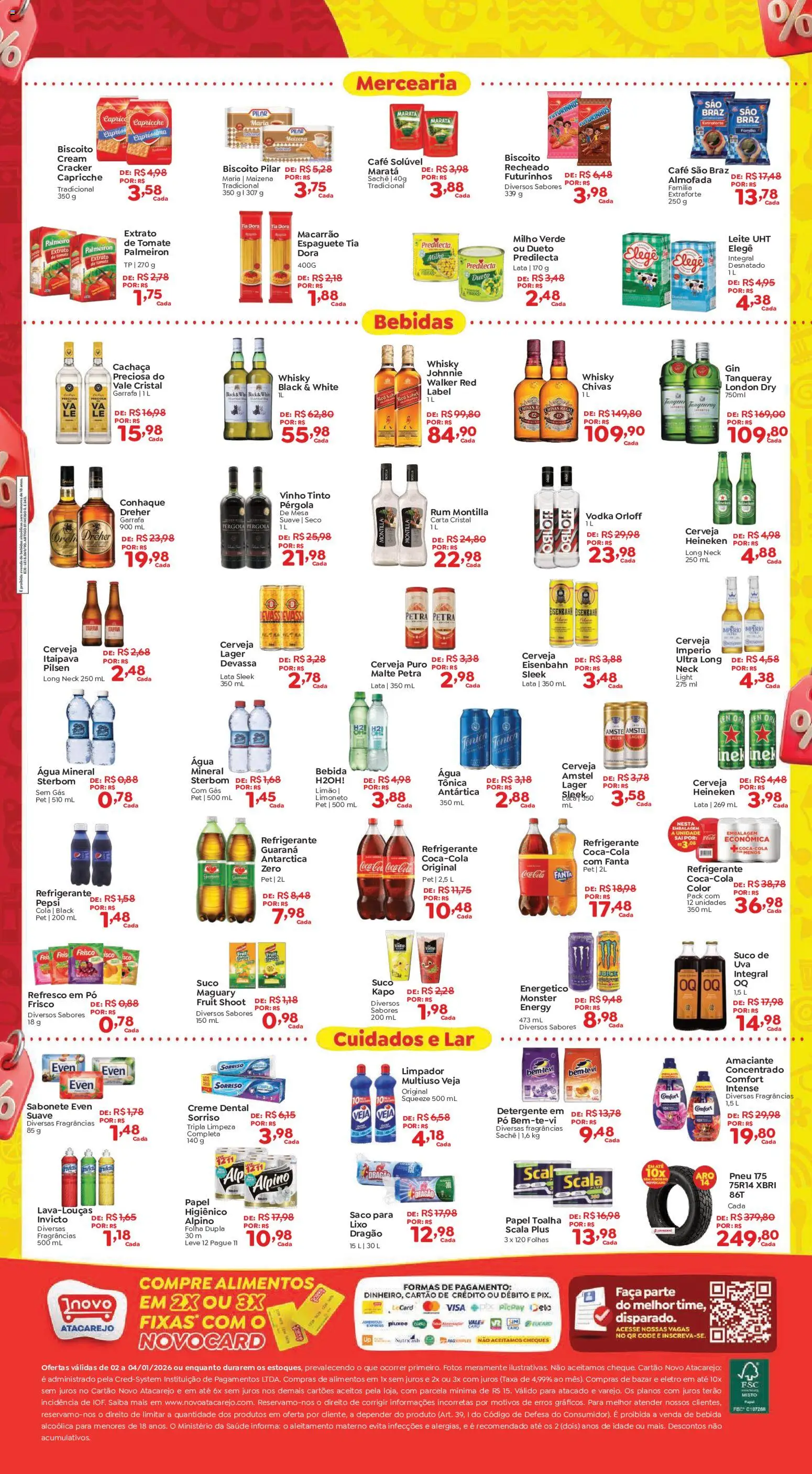 Novo Atacarejo Folheto - válido de 02.01.2026 | Página: 2 | Produtos: Vinho, Heineken, Água mineral, Monster