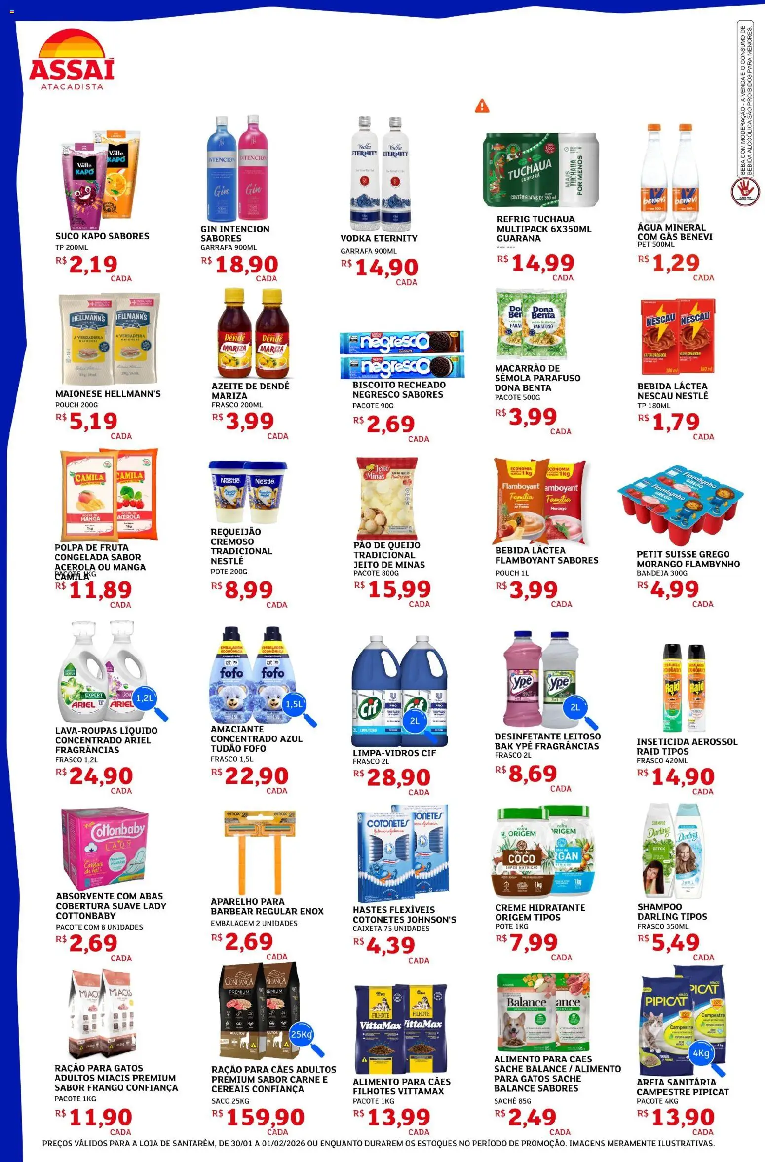 Assaí Atacadista Folheto - válido de 30.01.2026 | Página: 2 | Produtos: Biscoito, Óleo, Carne, Cereais