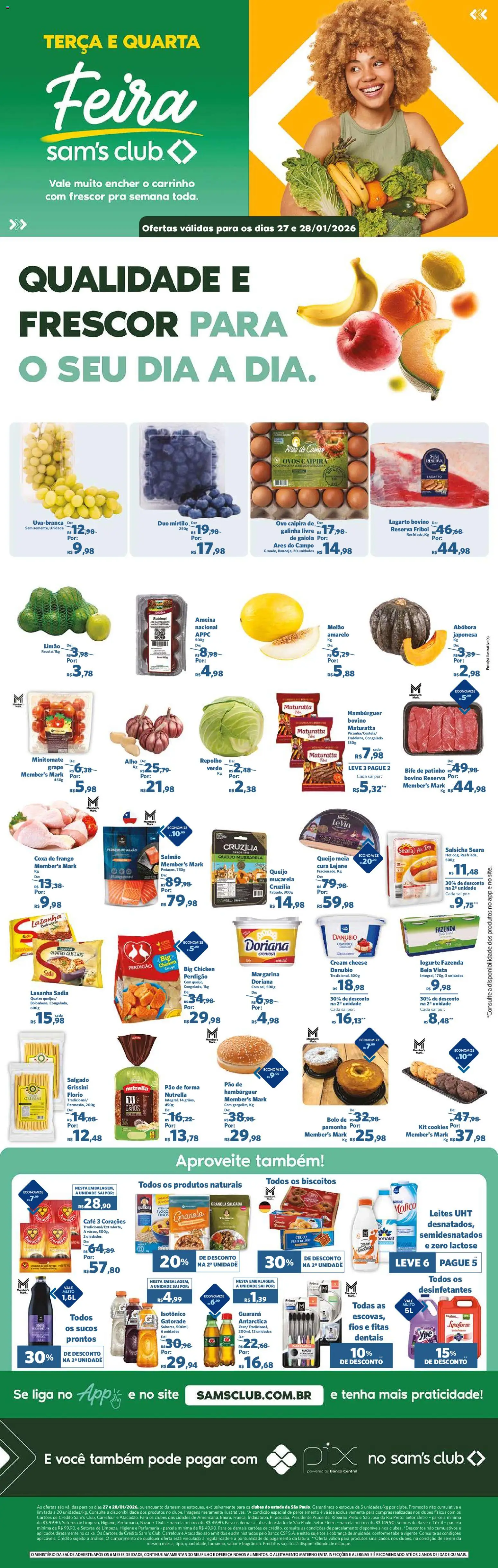 Sam's Club Folheto - válido de 27.01.2026 | Página: 1 | Produtos: Guaraná, Salsicha, Café, Granola