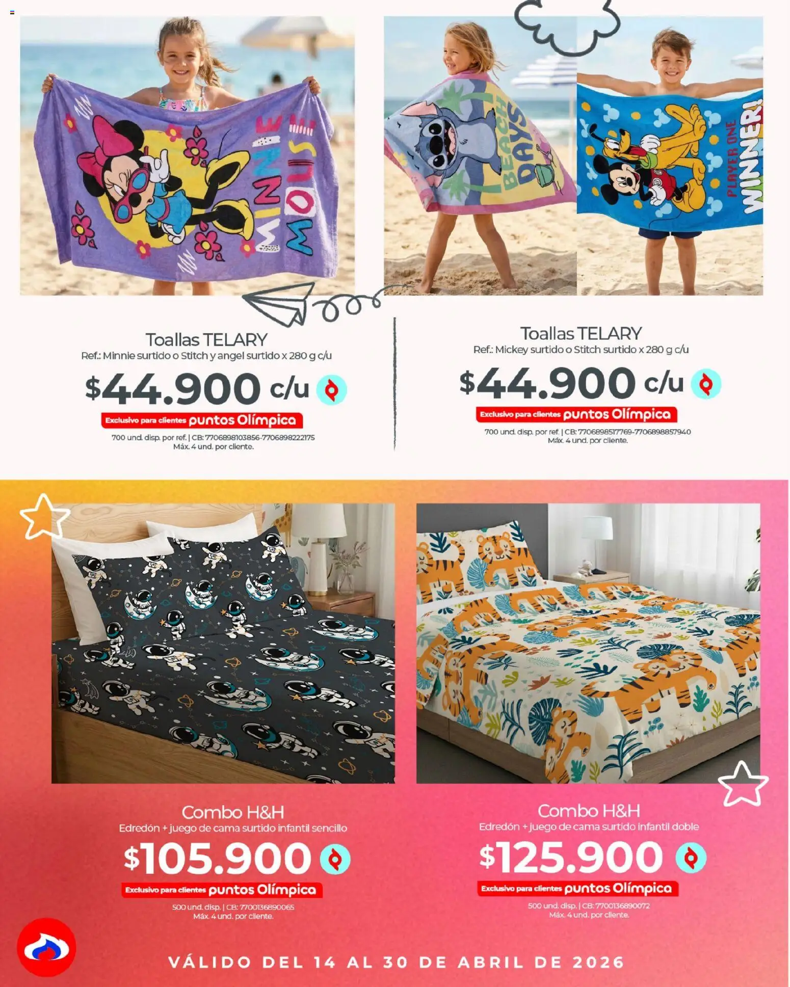 Olímpica revista - valida desde el 14.04.2026 | Página: 15 | Productos: Juego, Cama, Toallas, Edredón
