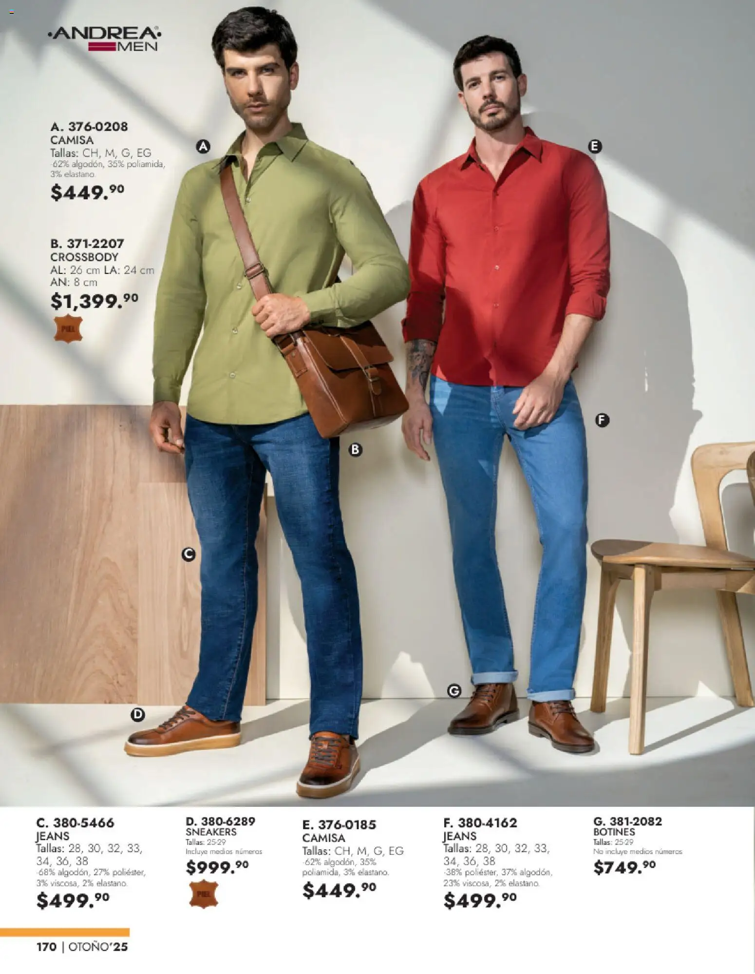 Nuevas ofertas de Andrea válidas en toda la República Mexicana desde el 26.11.2025. ¡Encuentra las mejores ofertas en Andrea catálogo Vestir Caballero otoño! | Página: 8 | Productos: Camisa, Botines