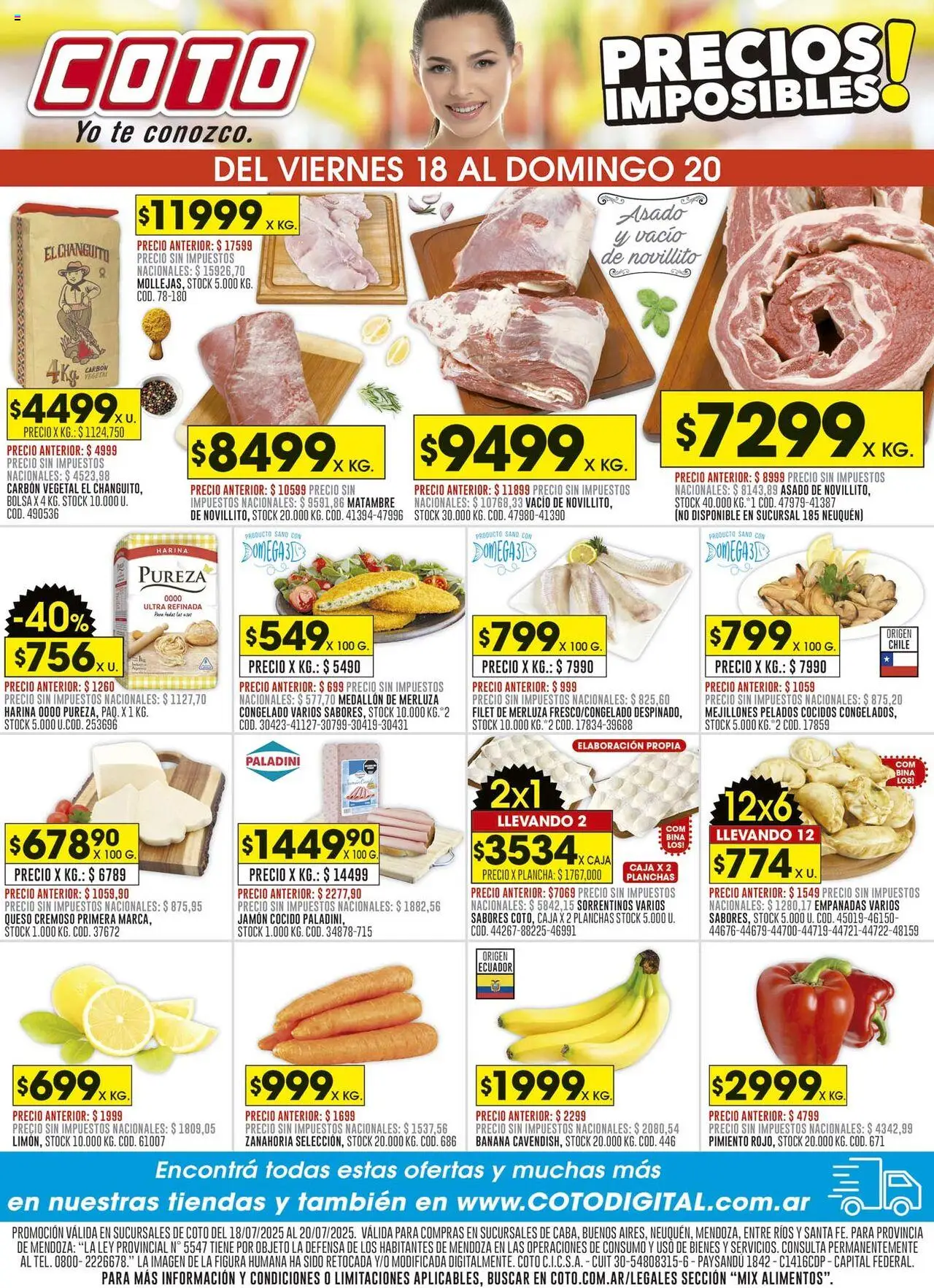 Coto Precios Imposibles │ válido desde el 18.07.2025 | Página: 1 | Productos: Harina, Queso, Plancha, Jamón