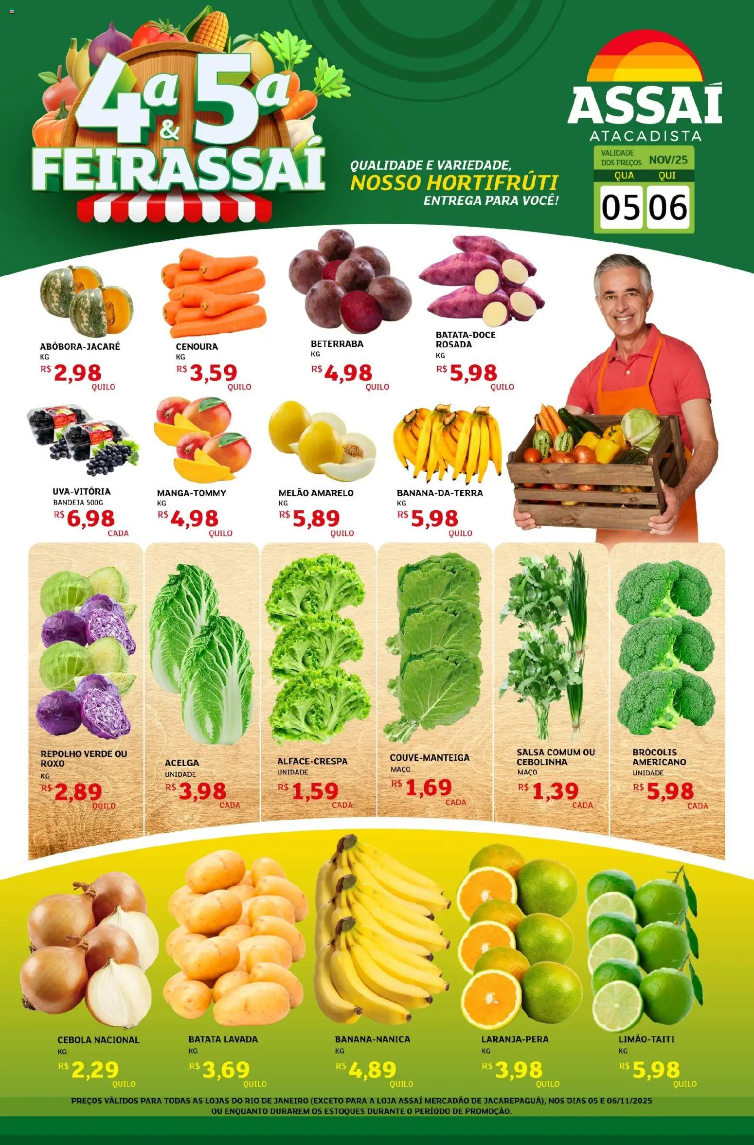 Assaí Atacadista Folheto - válido de 05.11.2025 | Página: 1 | Produtos: Melão, Cebola, Repolho, Cenoura