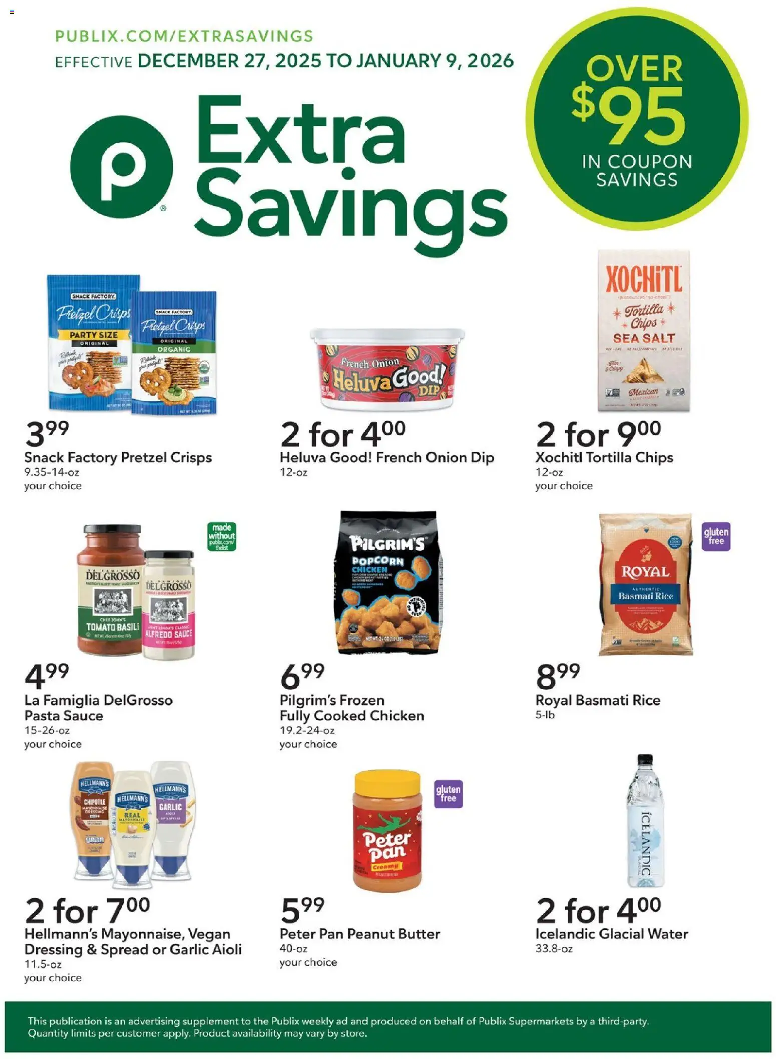 Publix Extra Savings - valid from 27.12.2025 | Page: 1 | Products: Butter, Rice, Pasta, Salt