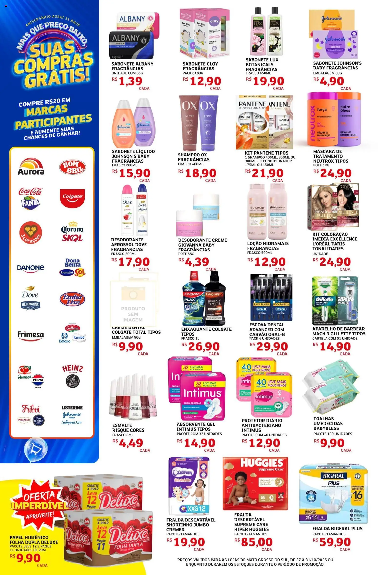 Assaí Atacadista Folheto - válido de 27.10.2025 | Página: 6 | Produtos: Shampoo, Sabonete, Aparelho de barbear, Papel higiênico
