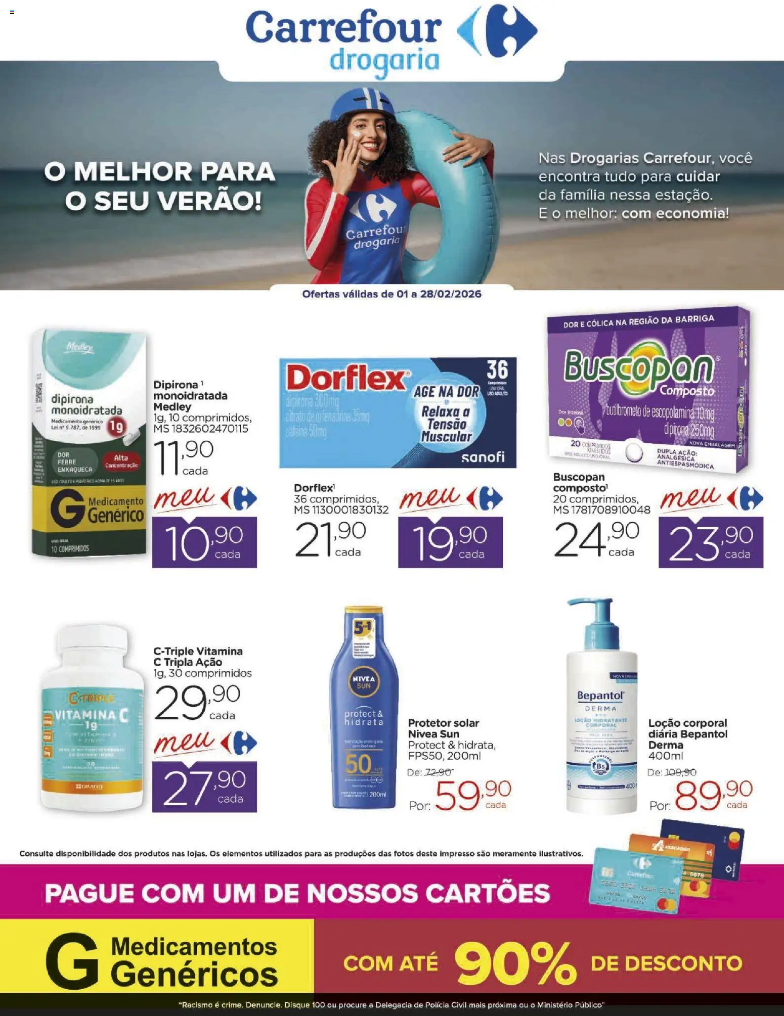 Carrefour Folheto - válido de 01.02.2026 | Página: 1 | Produtos: Protetor solar, Vitamina c