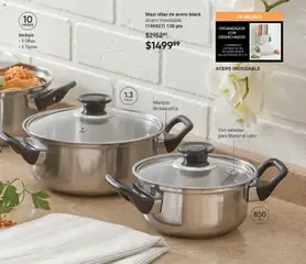 Vista previa de Maxi ollas de acero black, Acero inoxidable. (196927) 130 pts. Incluye: 5 Ollas, 5 Tapas., nuevo folleto de la tienda, válido en México a partir del 28.11.2025 | Página: 71 | Productos: Organizador