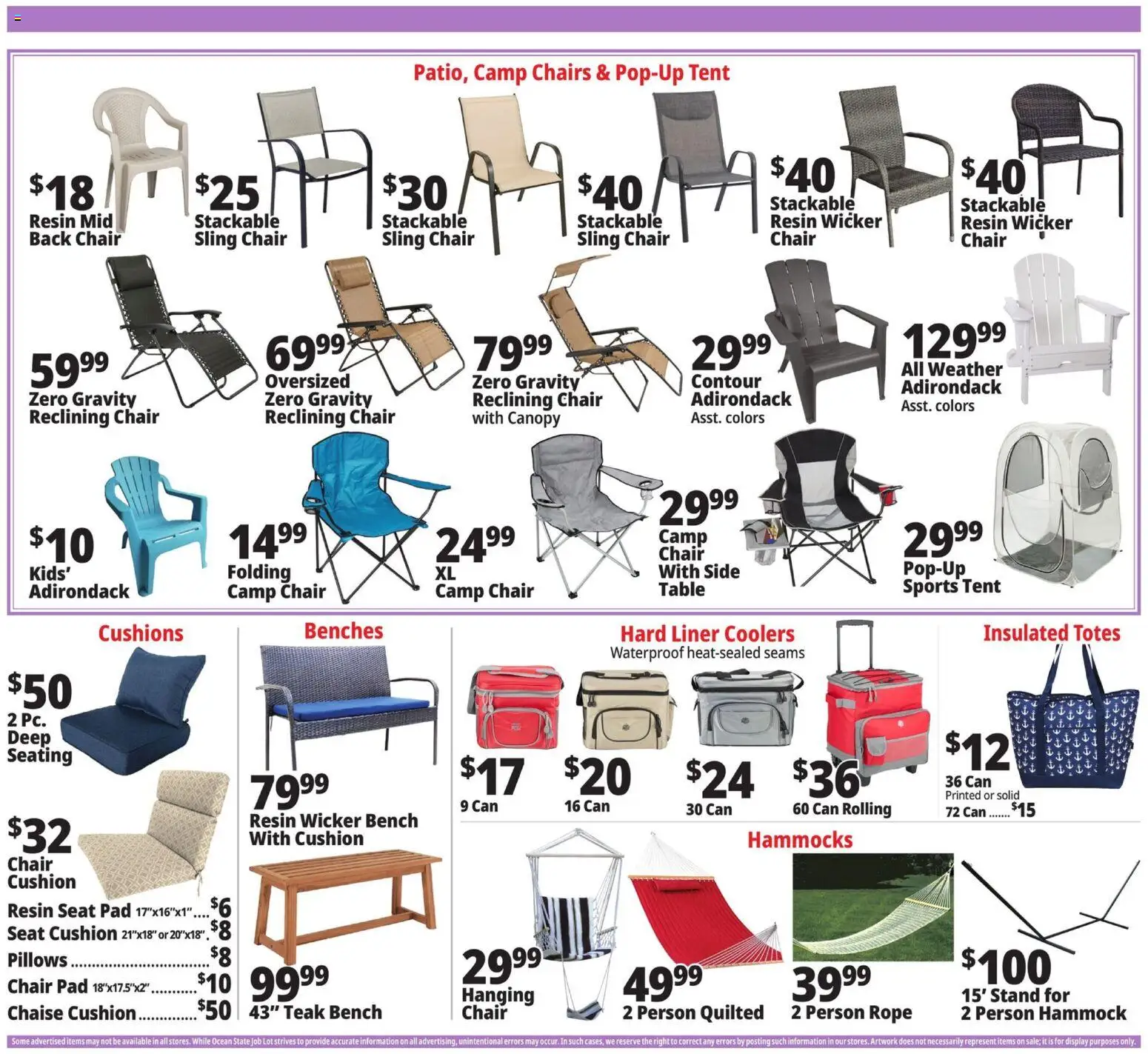 Ocean State Job Lot Weekly Ad - valid from 09.04.2026 | Page: 8 | Products: Table, Chair, Tent, Cushion