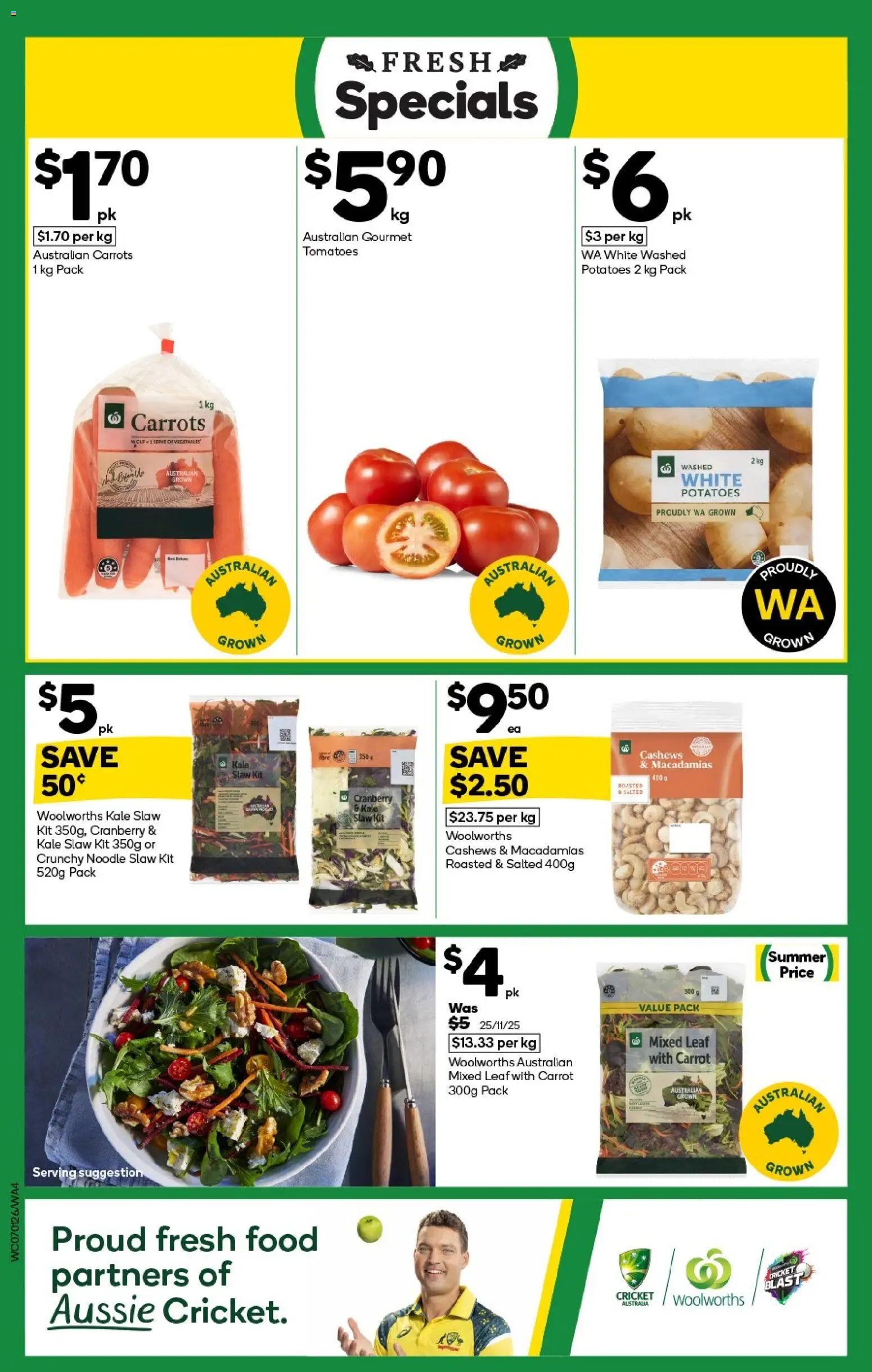 Woolworths catalogue - valid from 07.01.2026 | Page: 4 | Products: Kale, Tomatoes, Carrots, Potatoes