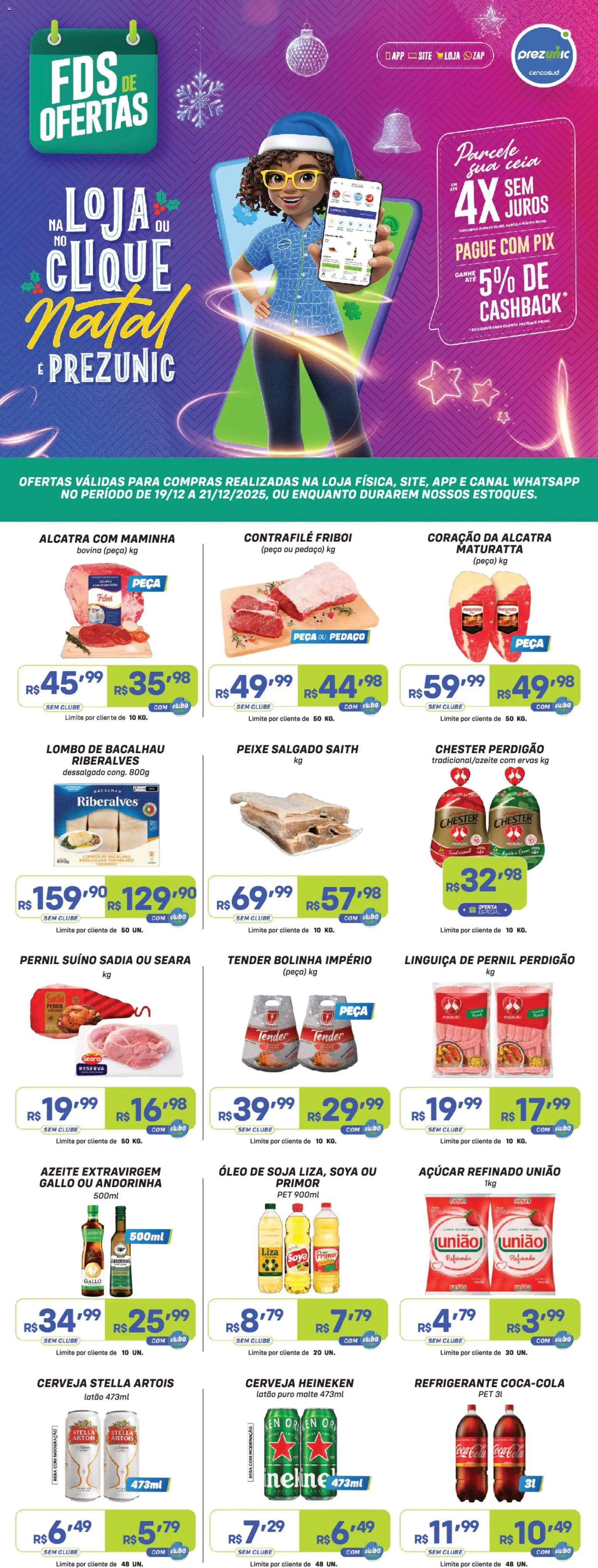 Prezunic Folheto - válido de 19.12.2025 | Página: 1 | Produtos: Cola, Óleo, Cerveja Heineken, Azeite