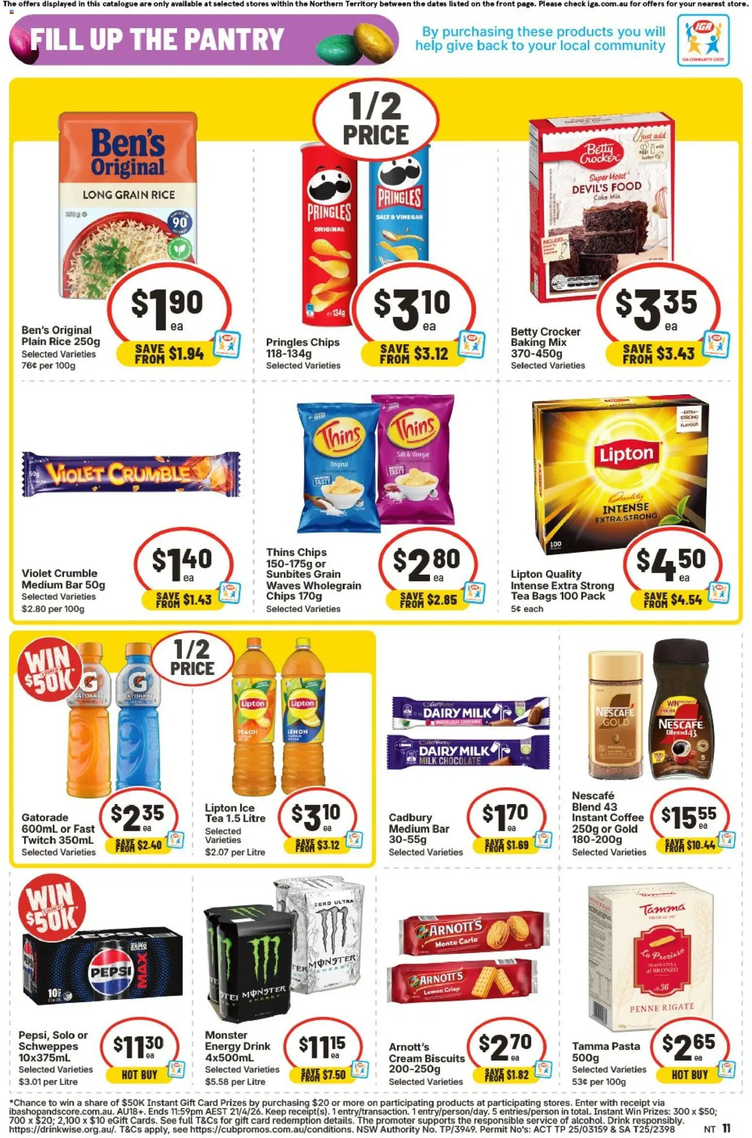 IGA catalogue - valid from 01.04.2026 | Page: 11 | Products: Milk, Tea, Pasta, Peach