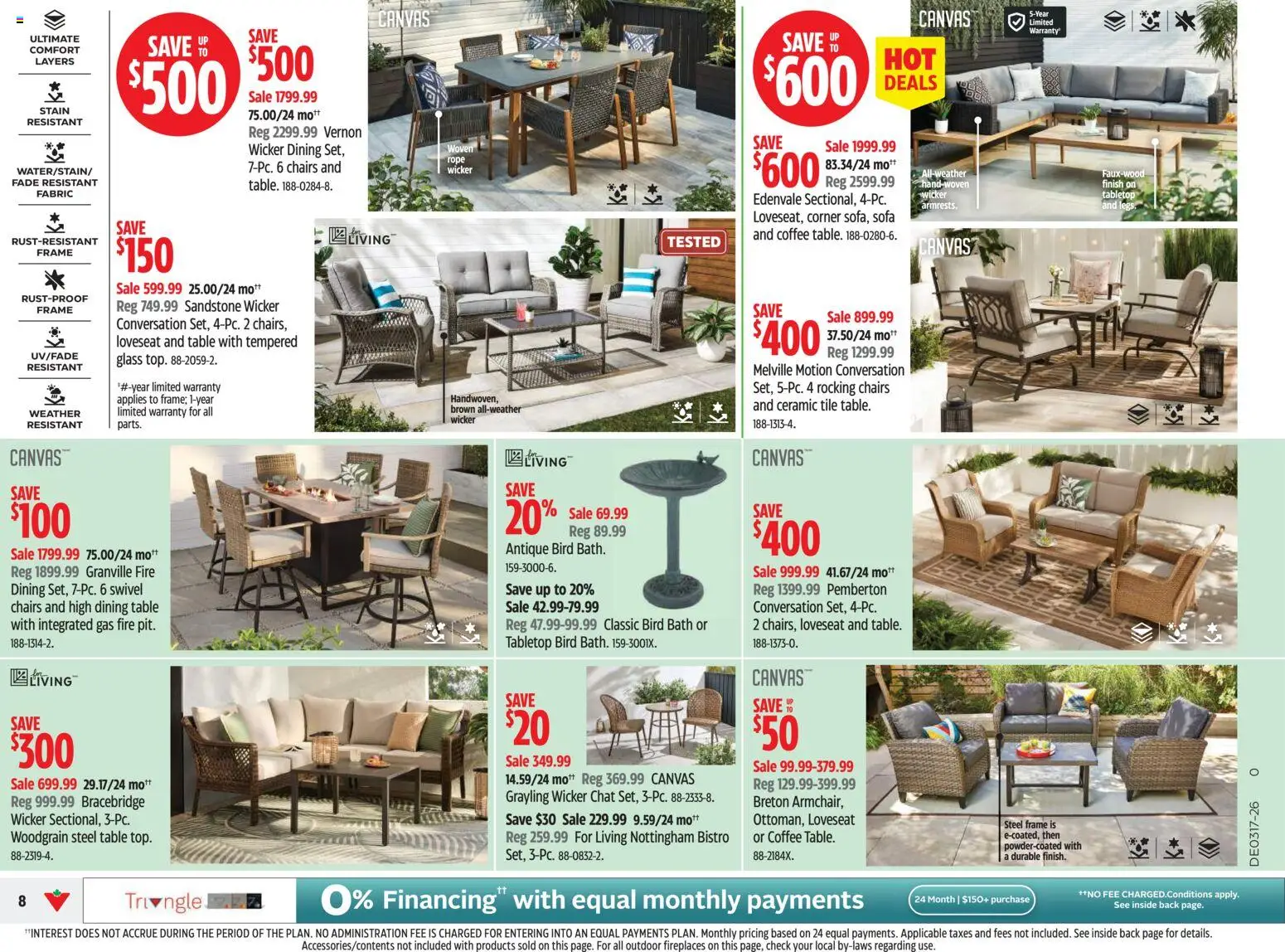 Canadian Tire flyer valid from 23.04.2026 | Page: 8 | Products: Sofa, Table, Bath, Coffee