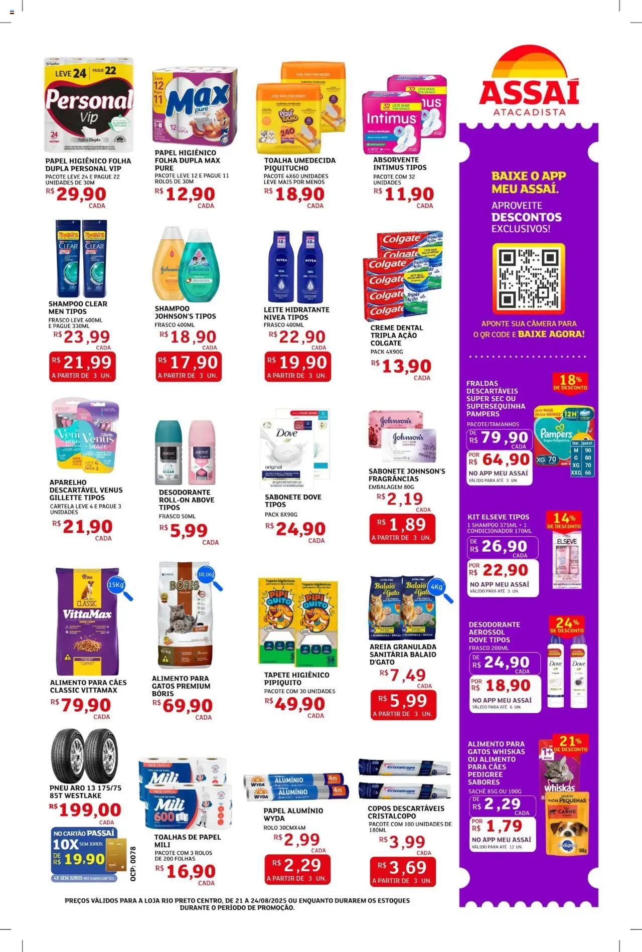 Assaí Atacadista Folheto - válido de 21.08.2025 | Página: 3 | Produtos: Pampers, Desodorante, Creme dental, Papel higiênico