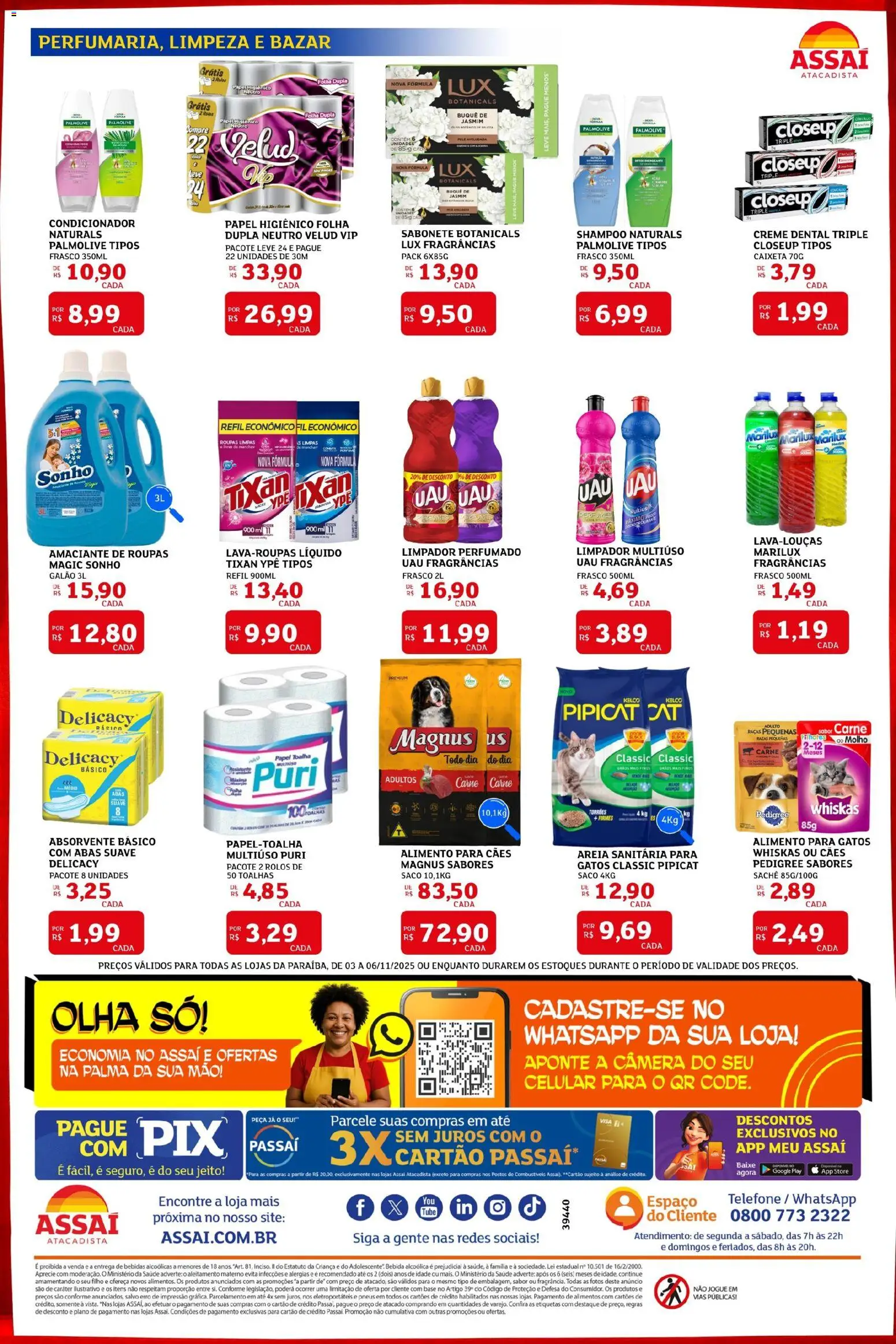 Assaí Atacadista Folheto - válido de 03.11.2025 | Página: 4 | Produtos: Shampoo, Amaciante de roupas, Base, Sabonete