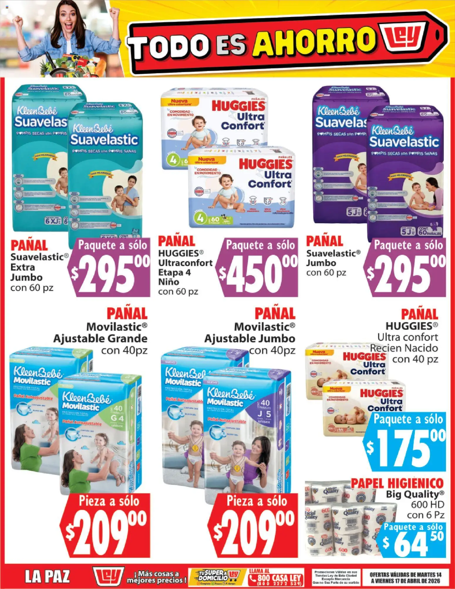 Nuevas ofertas de Casa Ley válidas en toda la República Mexicana desde el 14.04.2026. ¡Encuentra las mejores ofertas en Casa Ley folleto Todo es ahorro! | Página: 11 | Productos: Papel higiénico