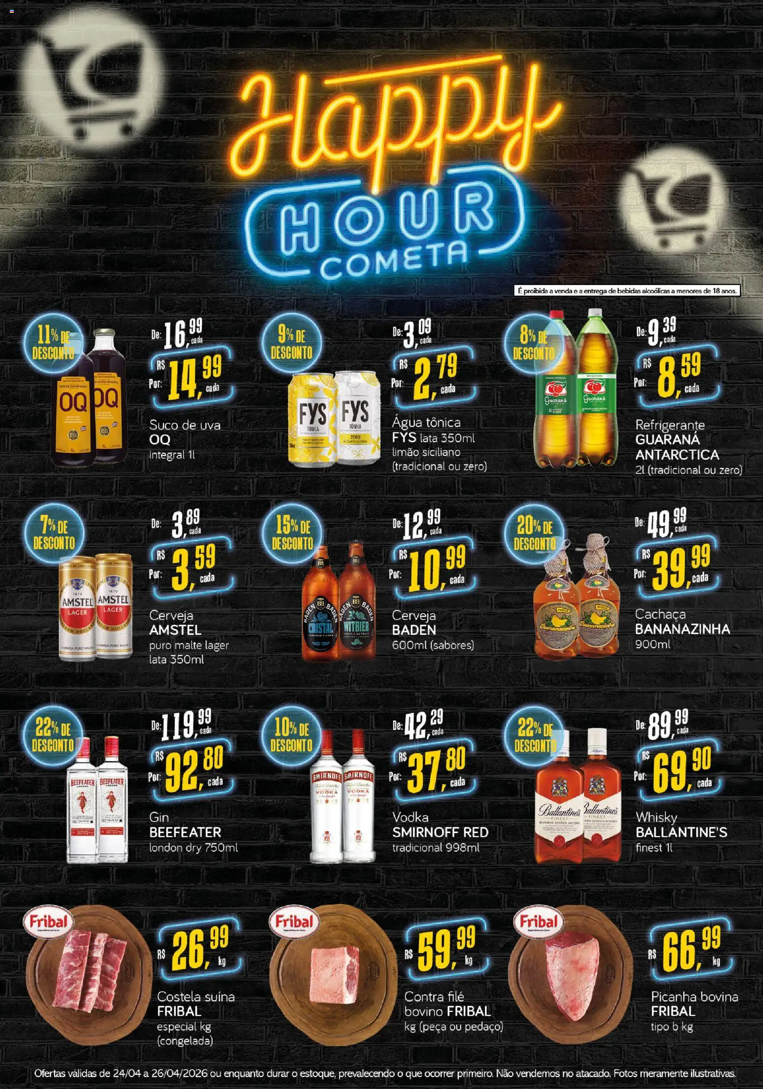 Cometa Supermercados Folheto - válido de 24.04.2026 | Página: 1 | Produtos: Guaraná, Whisky, Suco, Vodka
