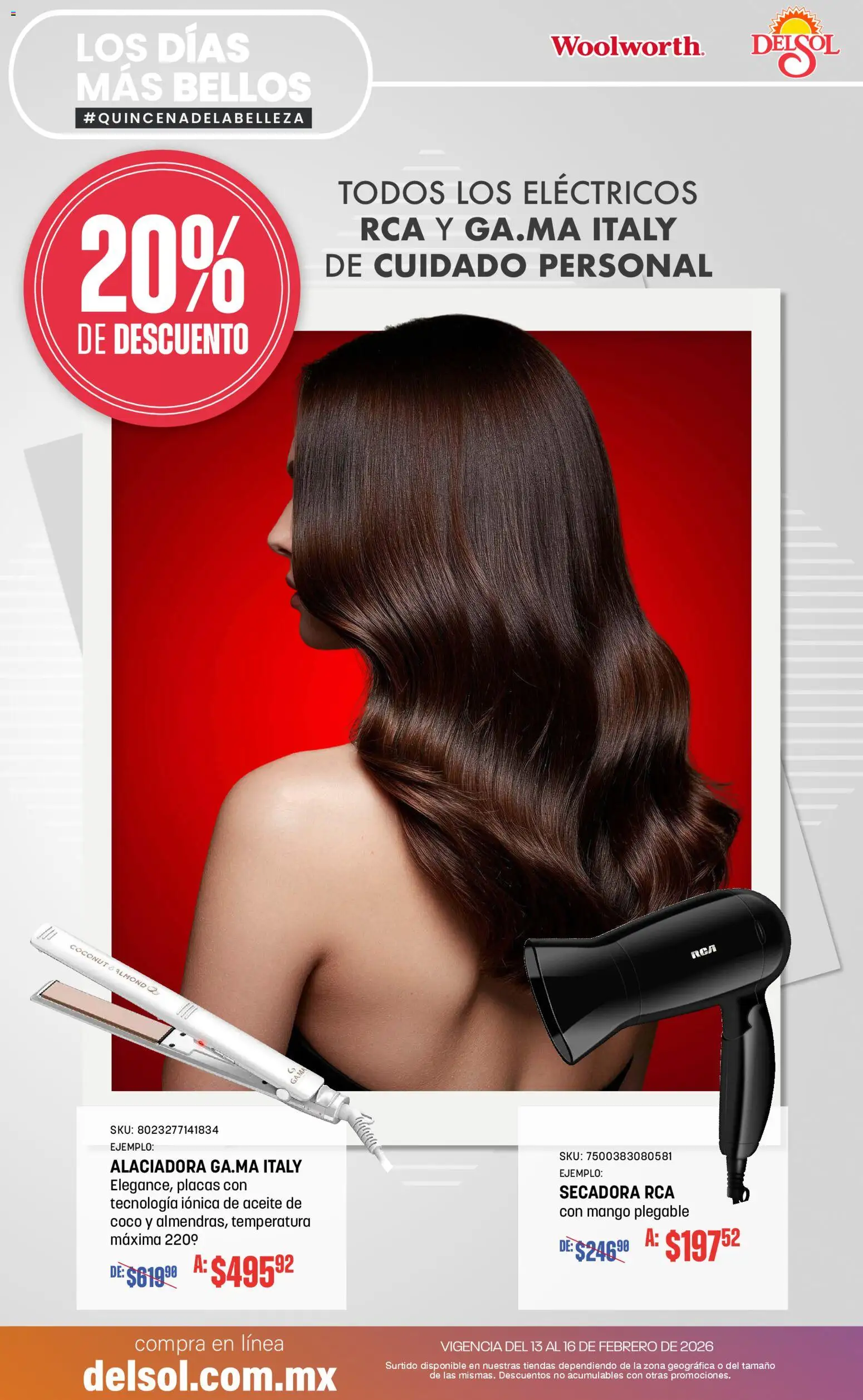Nuevas ofertas de Del Sol y Woolworth válidas en toda la República Mexicana desde el 13.02.2026. ¡Encuentra las mejores ofertas en Del Sol y Woolworth catálogo Los días más bellos! | Página: 33 | Productos: Secadora, Mango, Aceite