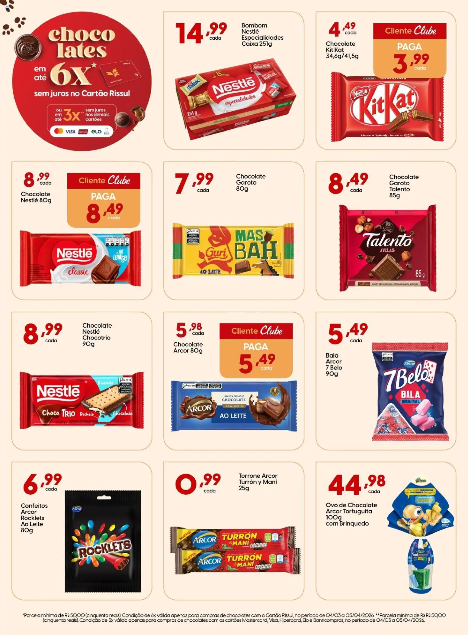 Rissul Folheto - válido de 06.03.2026 | Página: 4 | Produtos: Caixa, Leite, Kit Kat, Bombom
