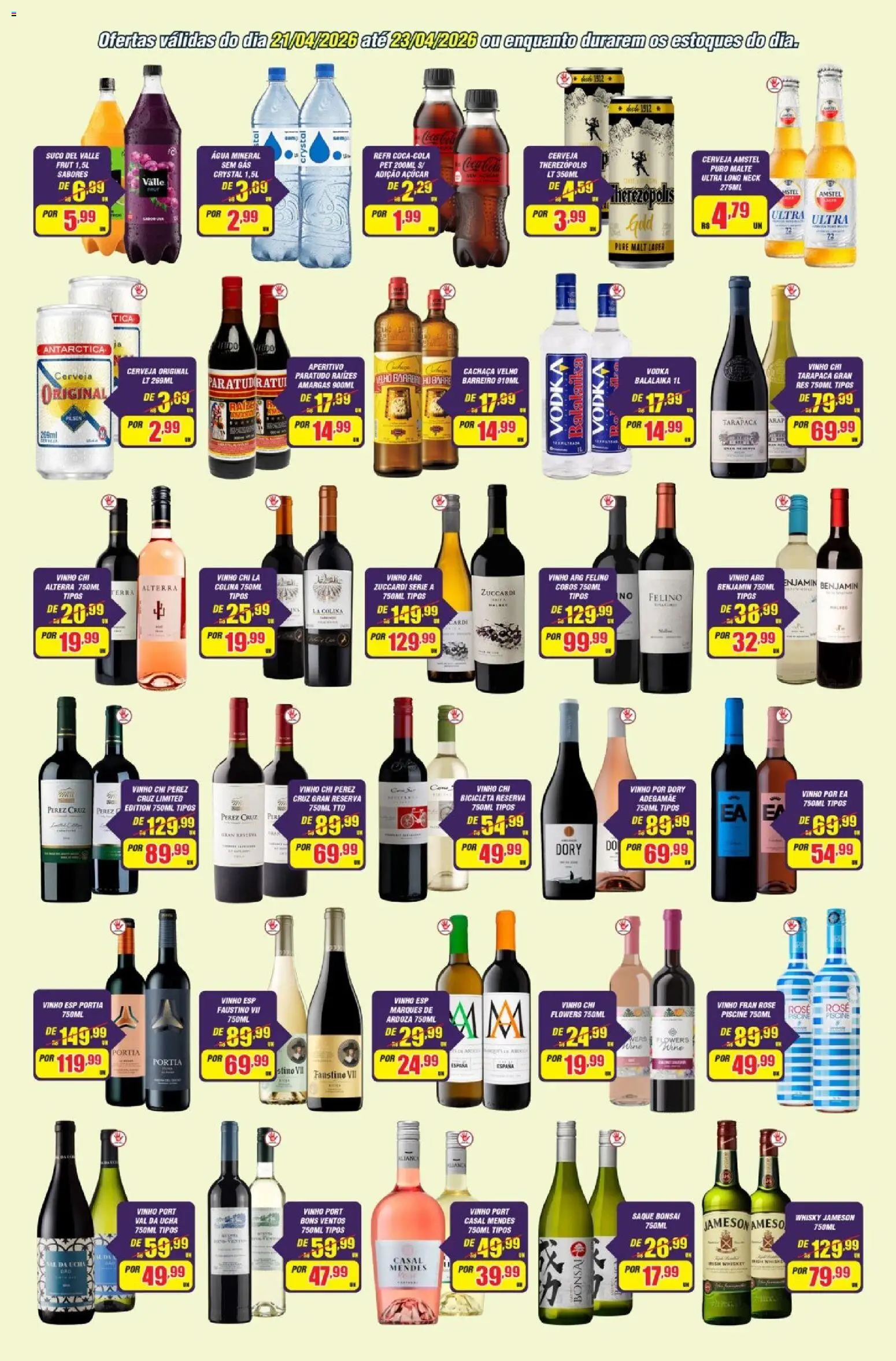Violeta Supermercados Folheto - válido de 21.04.2026 | Página: 3 | Produtos: Whisky, Saquê, Vinho, Cerveja