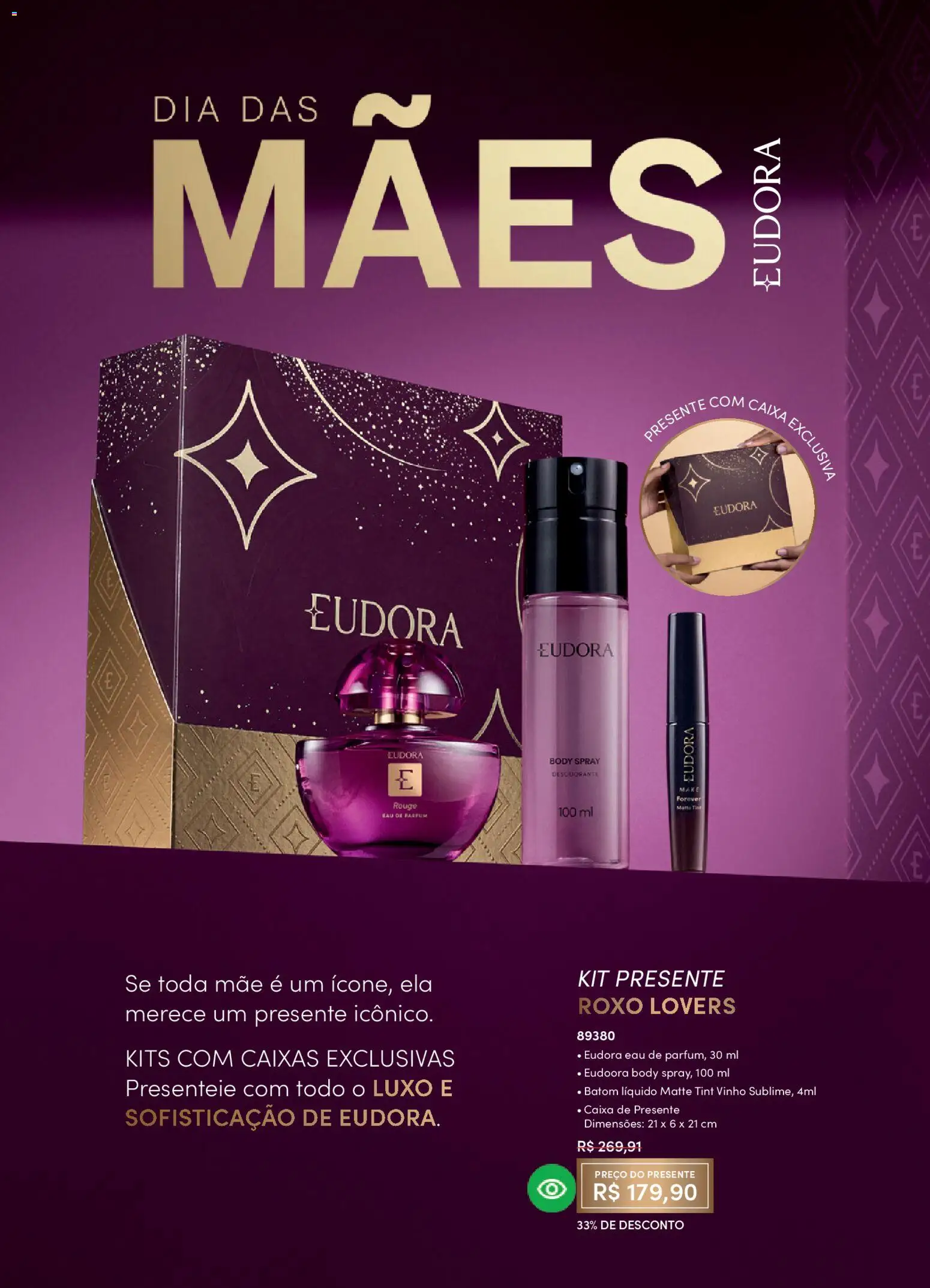 Eudora Folheto - válido de 19.02.2026 | Página: 38 | Produtos: Batom, Caixa, Vinho, Body