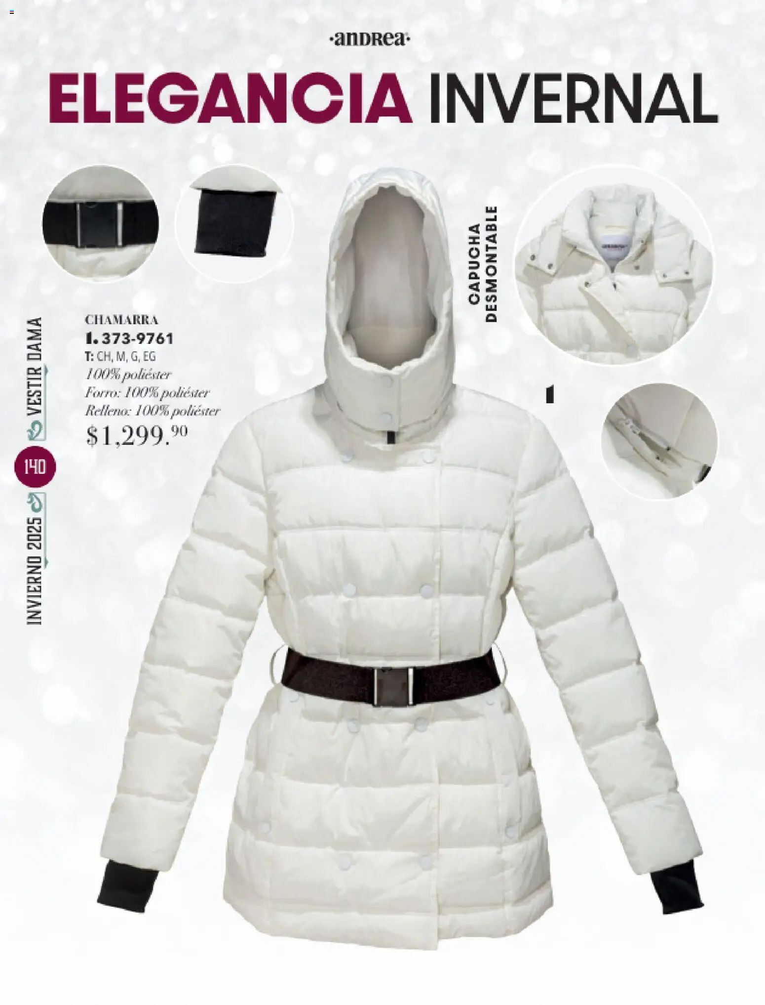 Nuevas ofertas de Andrea válidas en toda la República Mexicana desde el 26.11.2025. ¡Encuentra las mejores ofertas en Andrea catálogo Invierno! | Página: 140 | Productos: Chamarra