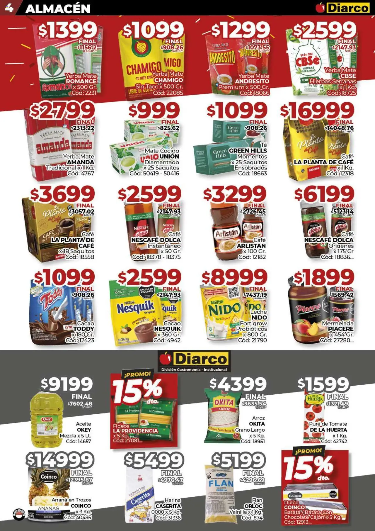 Diarco - Ofertas Interior │ válido desde el 15.09.2025 | Página: 4 | Productos: Durazno, Ananá, Leche, Mermelada