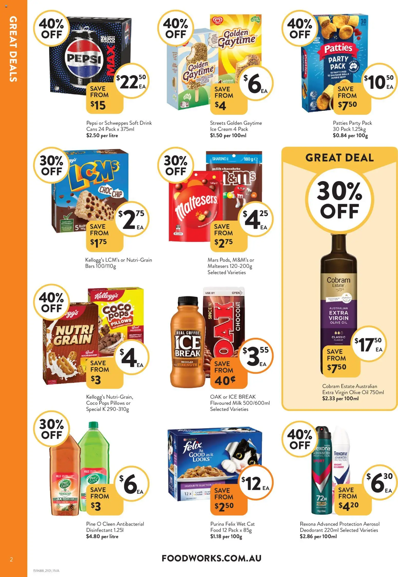 Foodworks catalogue - valid from 14.01.2026 | Page: 2 | Products: Milk, Pepsi, Ice cream, Sausage