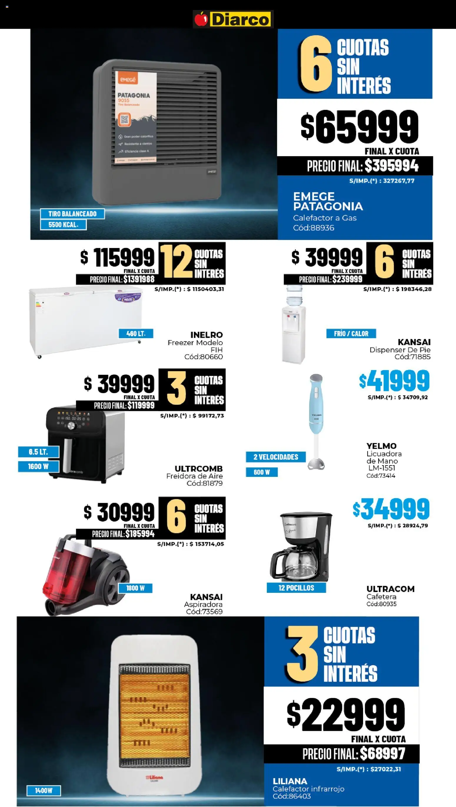 Diarco ofertas │ válido desde el 27.04.2026 | Página: 19 | Productos: Aspiradora, Freidora, Freidora de aire, Freezer