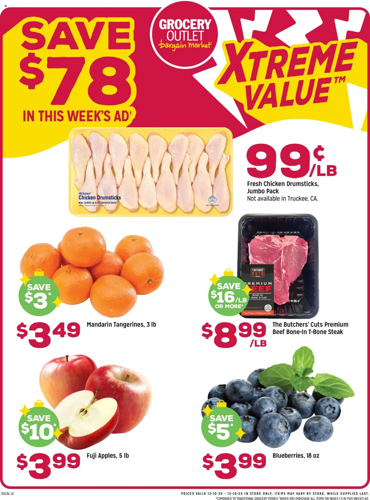 Grocery Outlet Weekly Ad - CA - valid from 10.12.2025 | Page: 1 | Products: Beef, Water