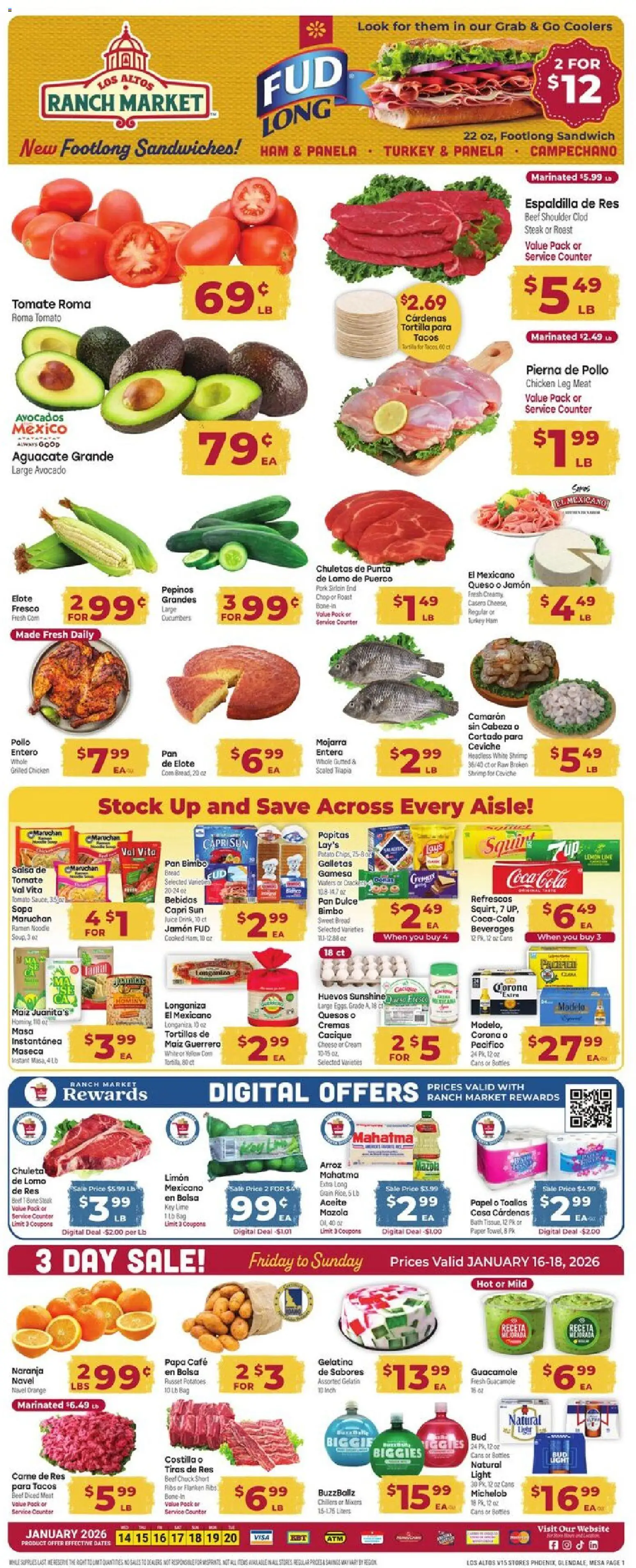Cardenas Weekly Ad - AZ - valid from 14.01.2026 | Page: 1 | Products: Beef, Avocado, Lime, Bag