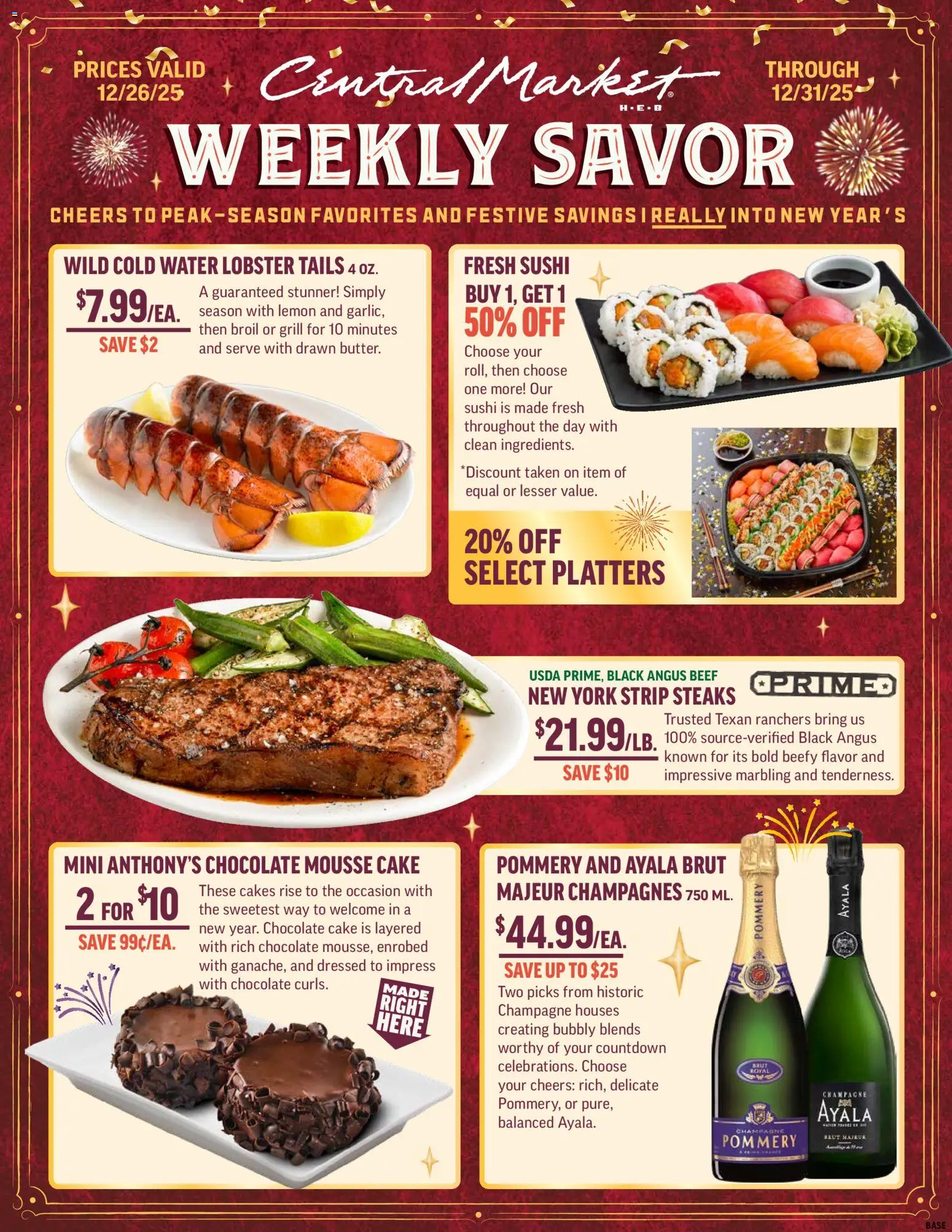 Central Market Weekly Ad - valid from 26.12.2025 | Page: 1 | Products: Chocolate, Beef, Water, Grill