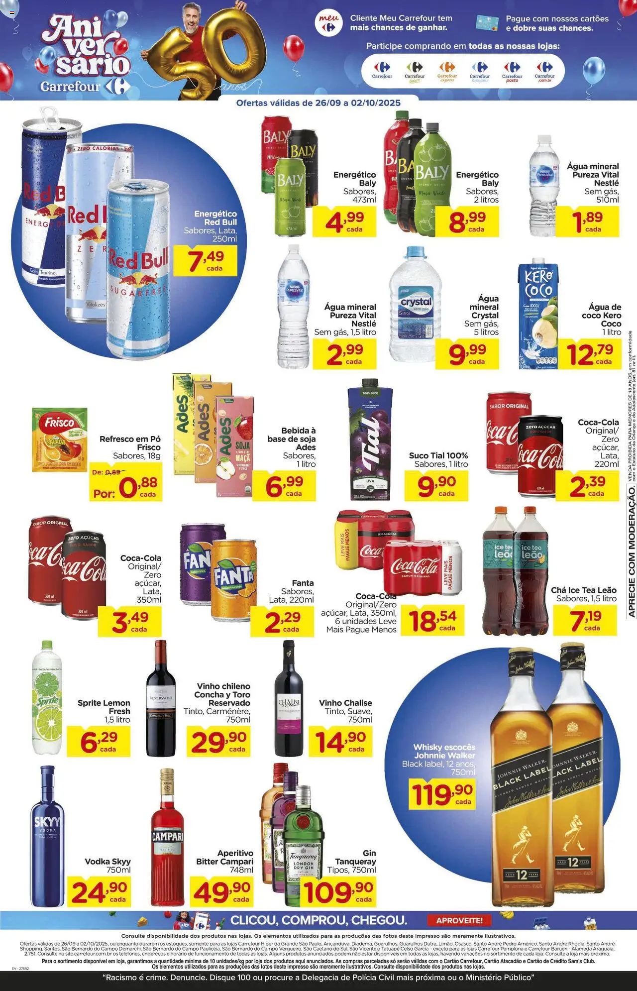 Carrefour Folheto - válido de 26.09.2025 | Página: 9 | Produtos: Suco, Vinho, Chá, Gin