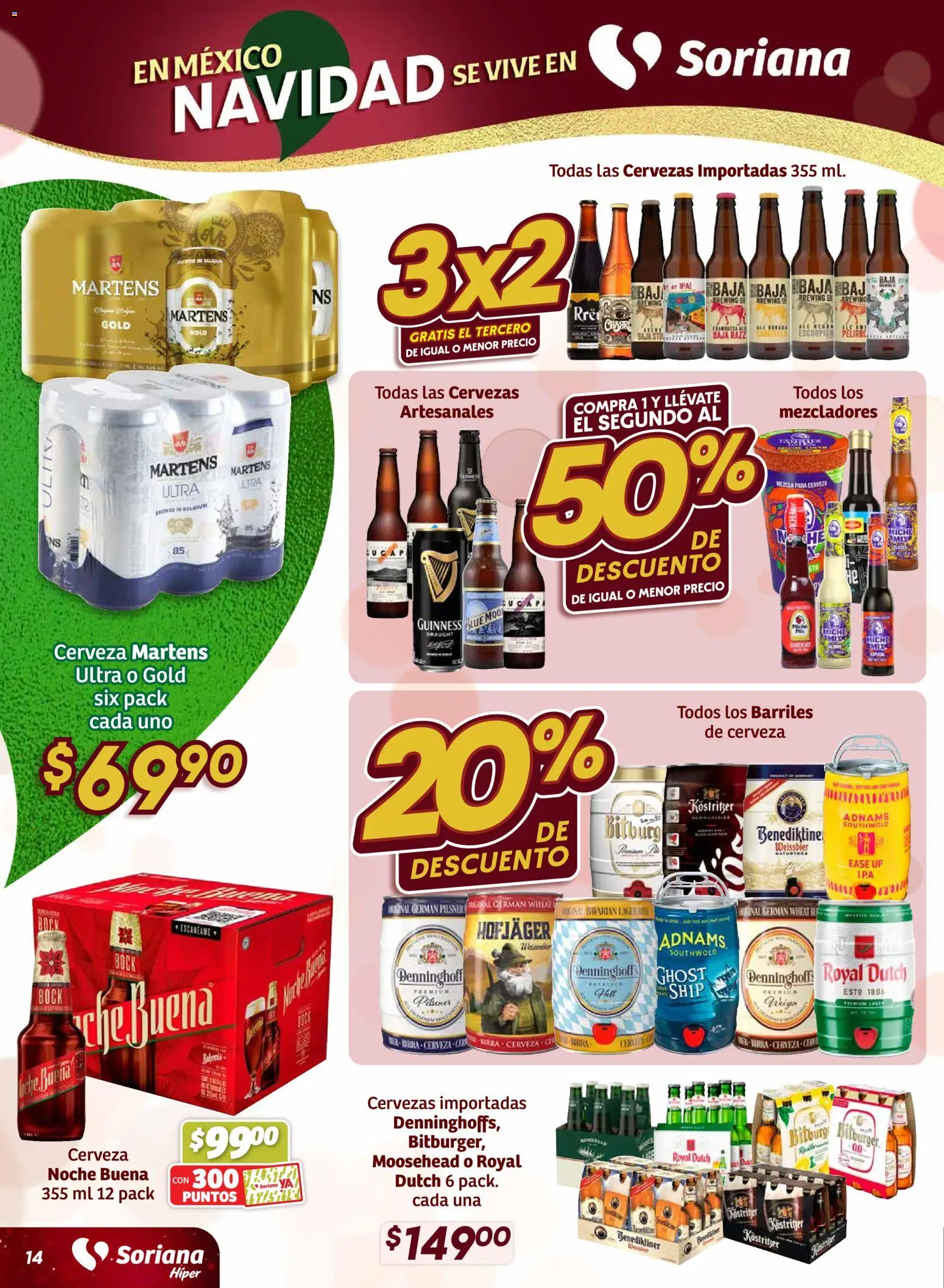Nuevas ofertas de Soriana válidas en toda la República Mexicana desde el 27.11.2025. ¡Encuentra las mejores ofertas en Soriana - Preciazazaso Híper: Camp, Chia, Oax, Q. Roo, Tab, Yuc! | Página: 15 | Productos: Cerveza, Cera, Barra