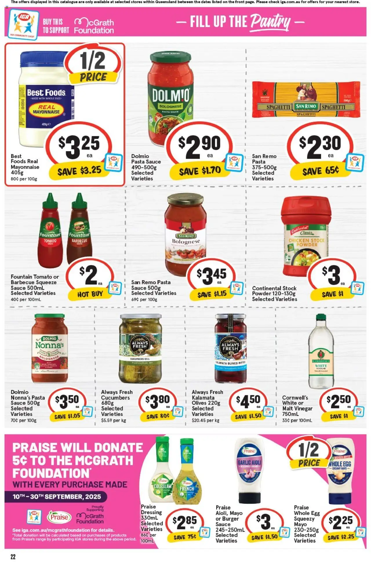 IGA catalogue - valid from 24.09.2025 | Page: 25 | Products: Cucumbers, Sauce, Vinegar, Foundation