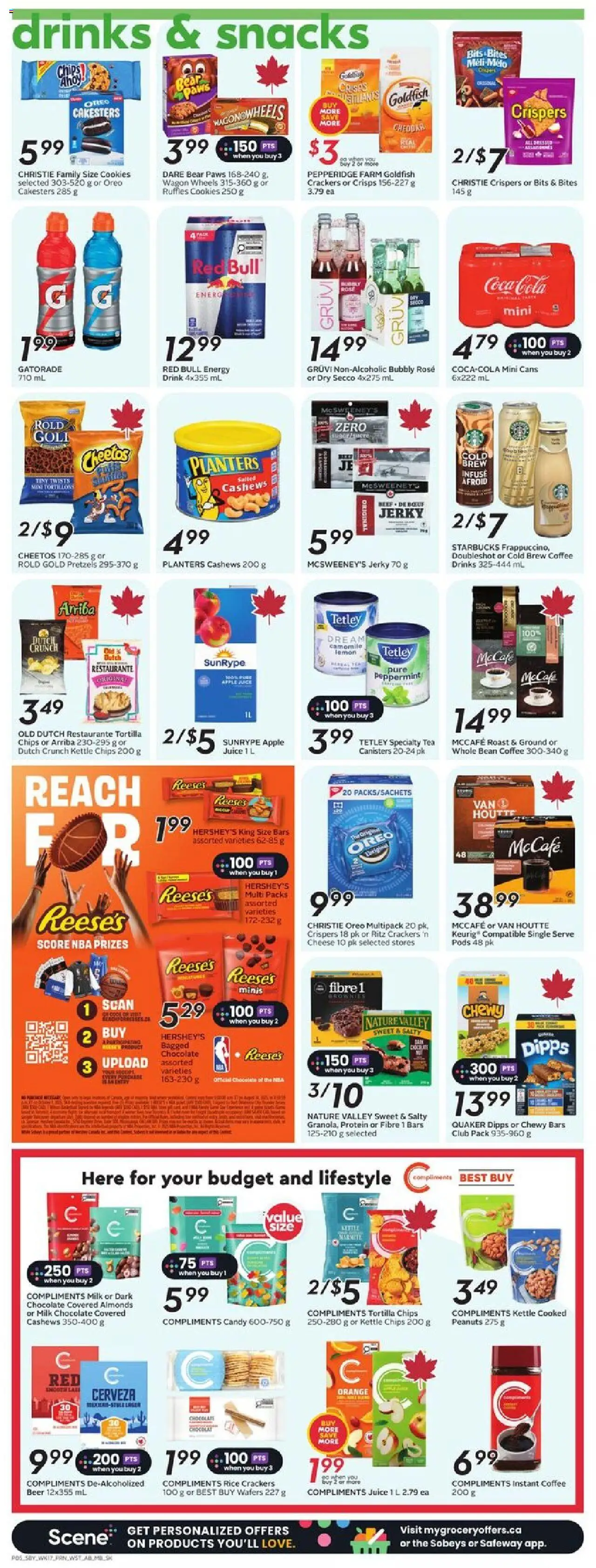 Safeway flyer valid from 21.08.2025 | Page: 8 | Products: Tea, Cheese, Juice, Beer