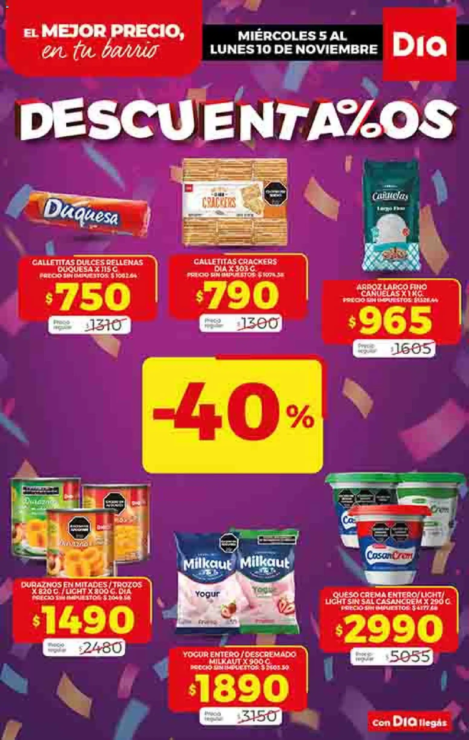 Supermercado DIA Ofertas │ válido desde el 05.11.2025 | Página: 5 | Productos: Galletitas, Queso crema, Queso, Arroz