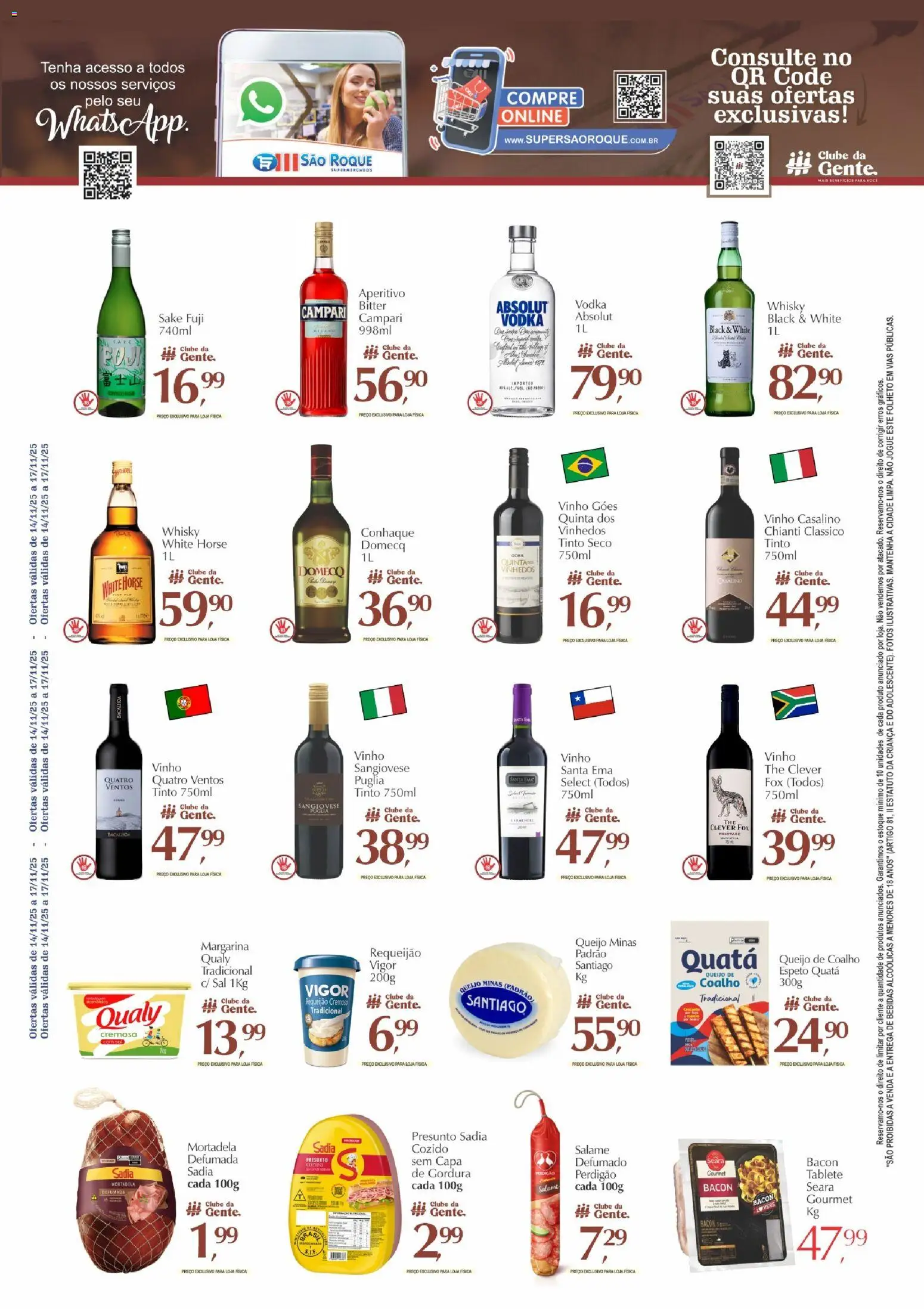 São Roque Supermercados Folheto - válido de 14.11.2025 | Página: 4 | Produtos: Mortadela, Vodka, Campari, Margarina