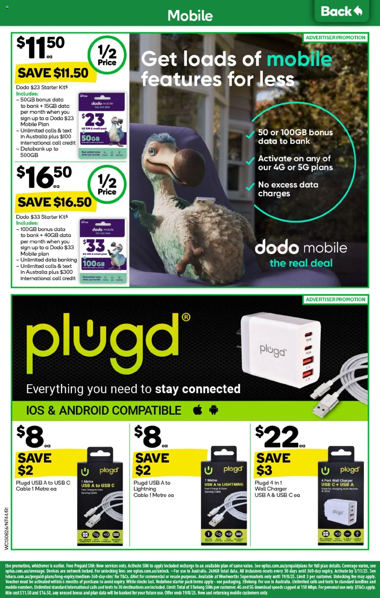 Woolworths catalogue - valid from 13.08.2025 | Page: 44 | Products: Charger, Cable, Usb, Mobile