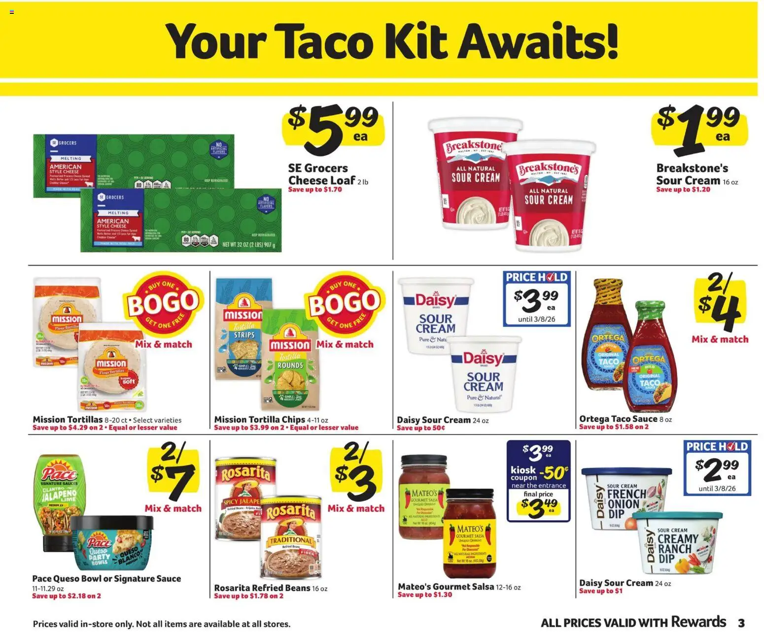 Winn Dixie Ad - valid from 28.01.2026 | Page: 3 | Products: Sour cream, Chips, Sauce, Lime