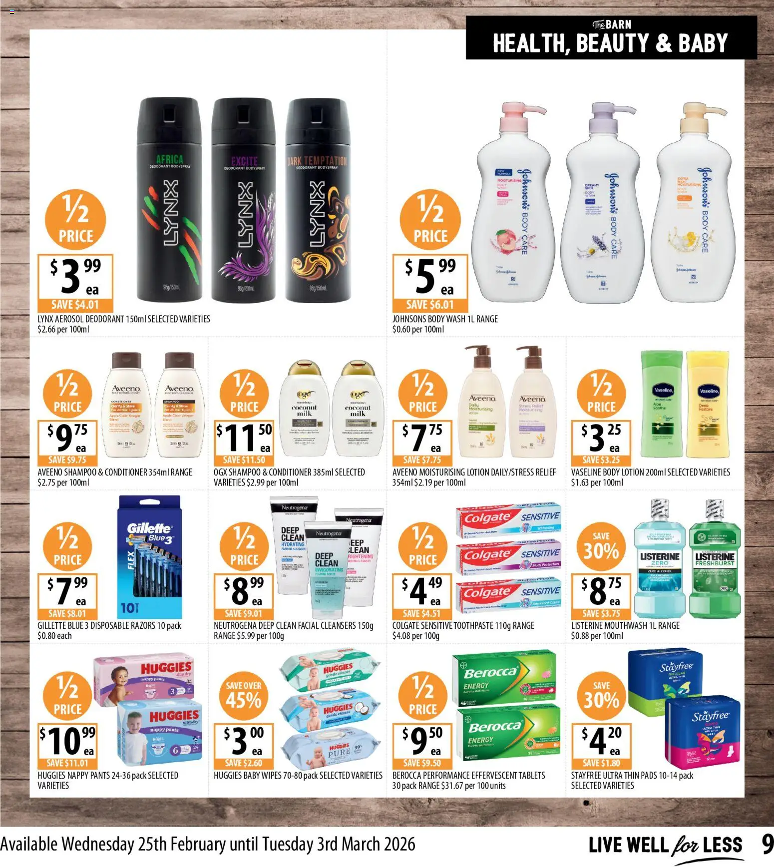 Supabarn catalogue - valid from 25.02.2026 | Page: 9 | Products: Shampoo, Deodorant, Mouthwash, Pants