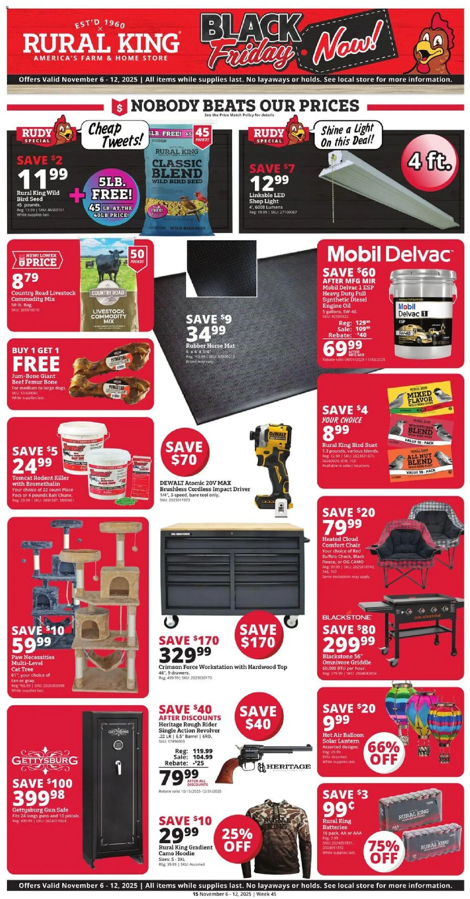 Rural King Black Friday - valid from 06.11.2025 | Page: 1 | Products: Griddle, Oil, Cat Tree, Hoodie