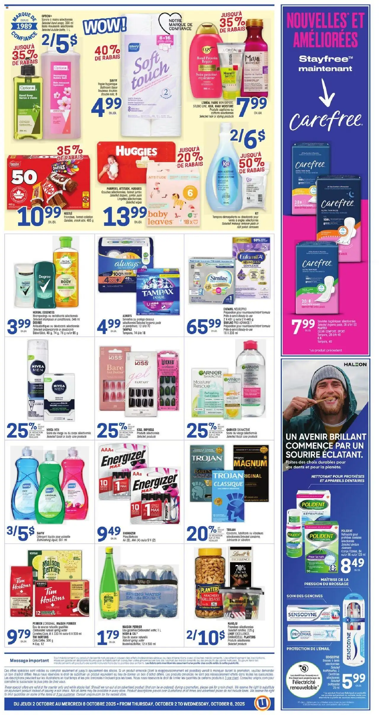 Uniprix flyer valid from 02.10.2025 | Page: 2 | Products: Nail polish, Makeup remover, Bubble bath, Detergent