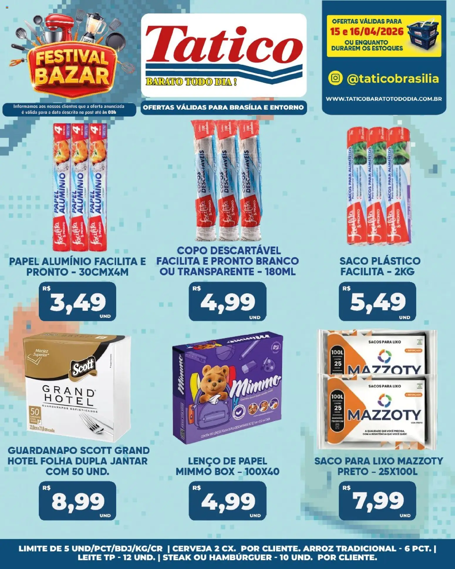 Tatico Folheto - válido de 16.04.2026 | Página: 48 | Produtos: Saco para lixo, Lenço, Copos descartáveis, Cerveja