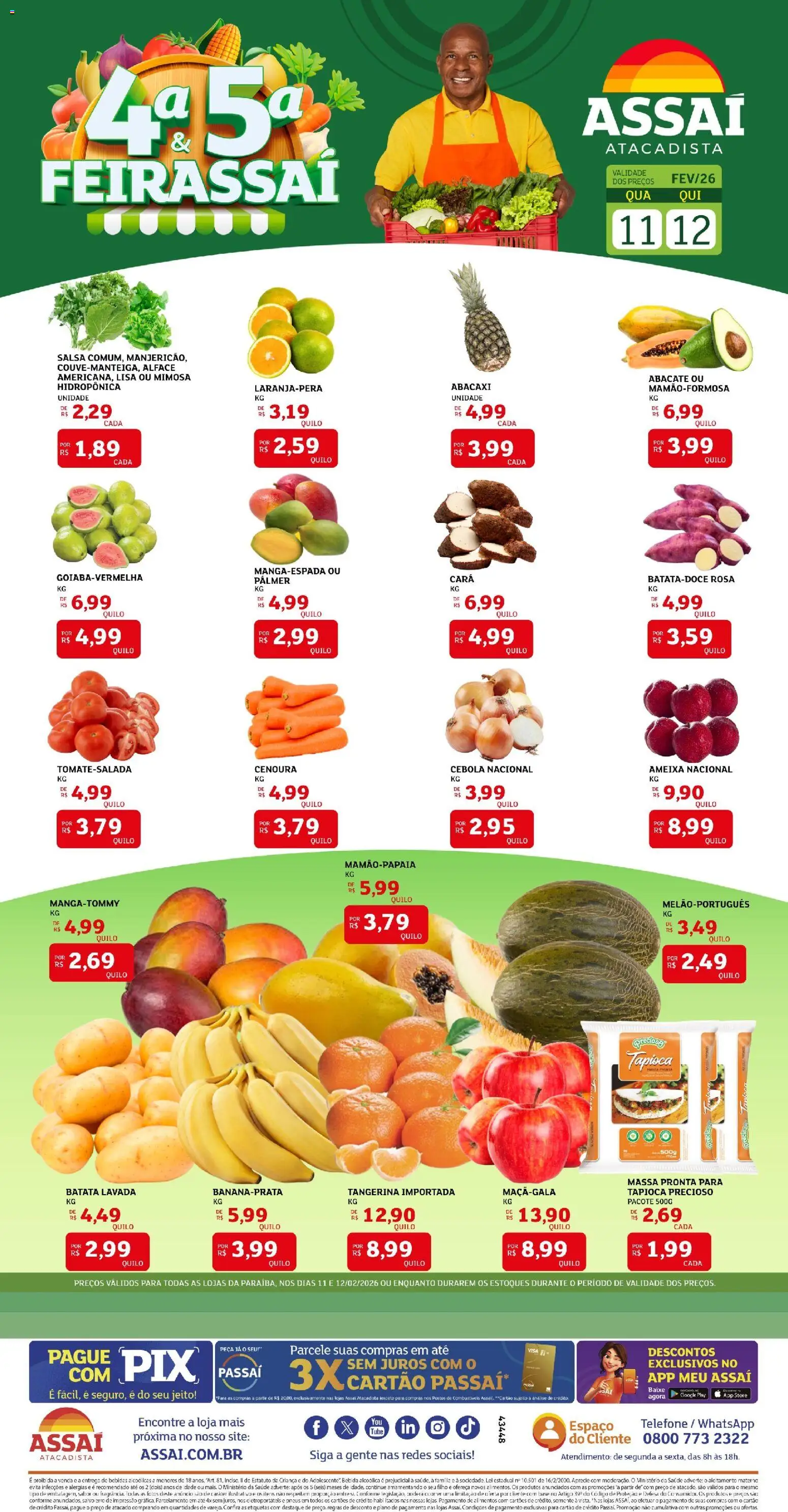 Assaí Atacadista Folheto - válido de 11.02.2026 | Página: 1 | Produtos: Base, Abacaxi, Massa, Ameixa